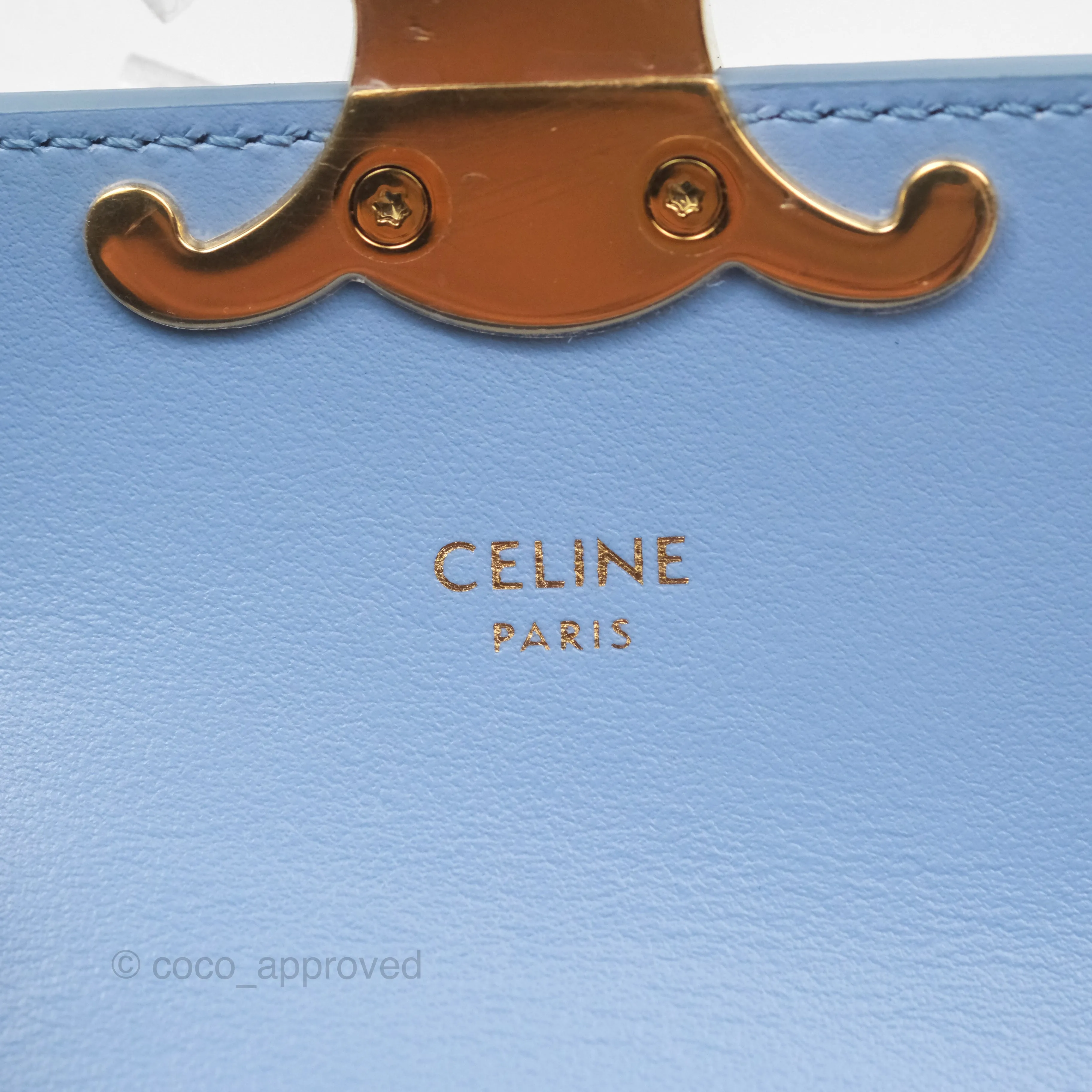 Celine Mini Triomphe Shiny Calfskin Light Blue