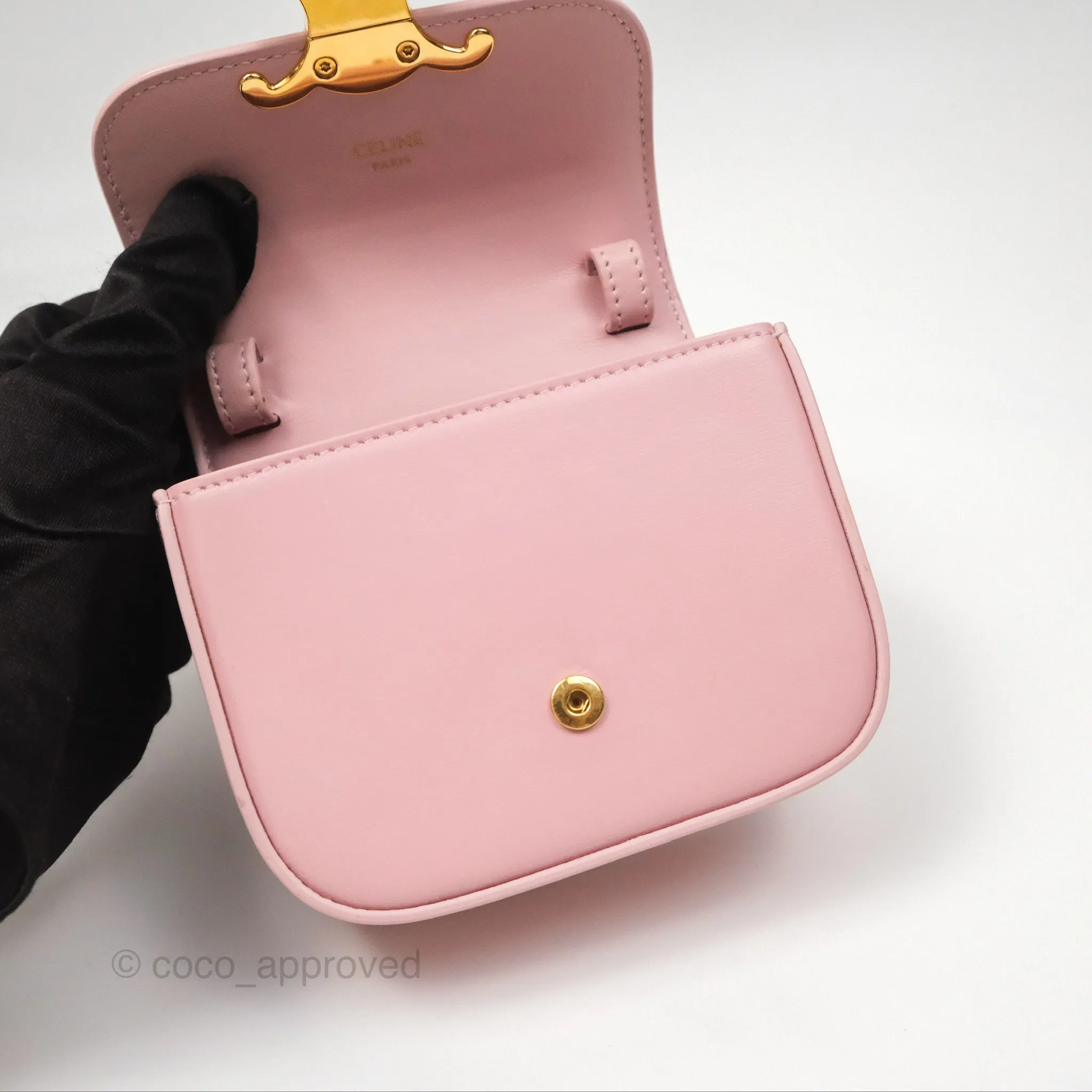 Celine Mini Triomphe Shiny Calfskin Pink