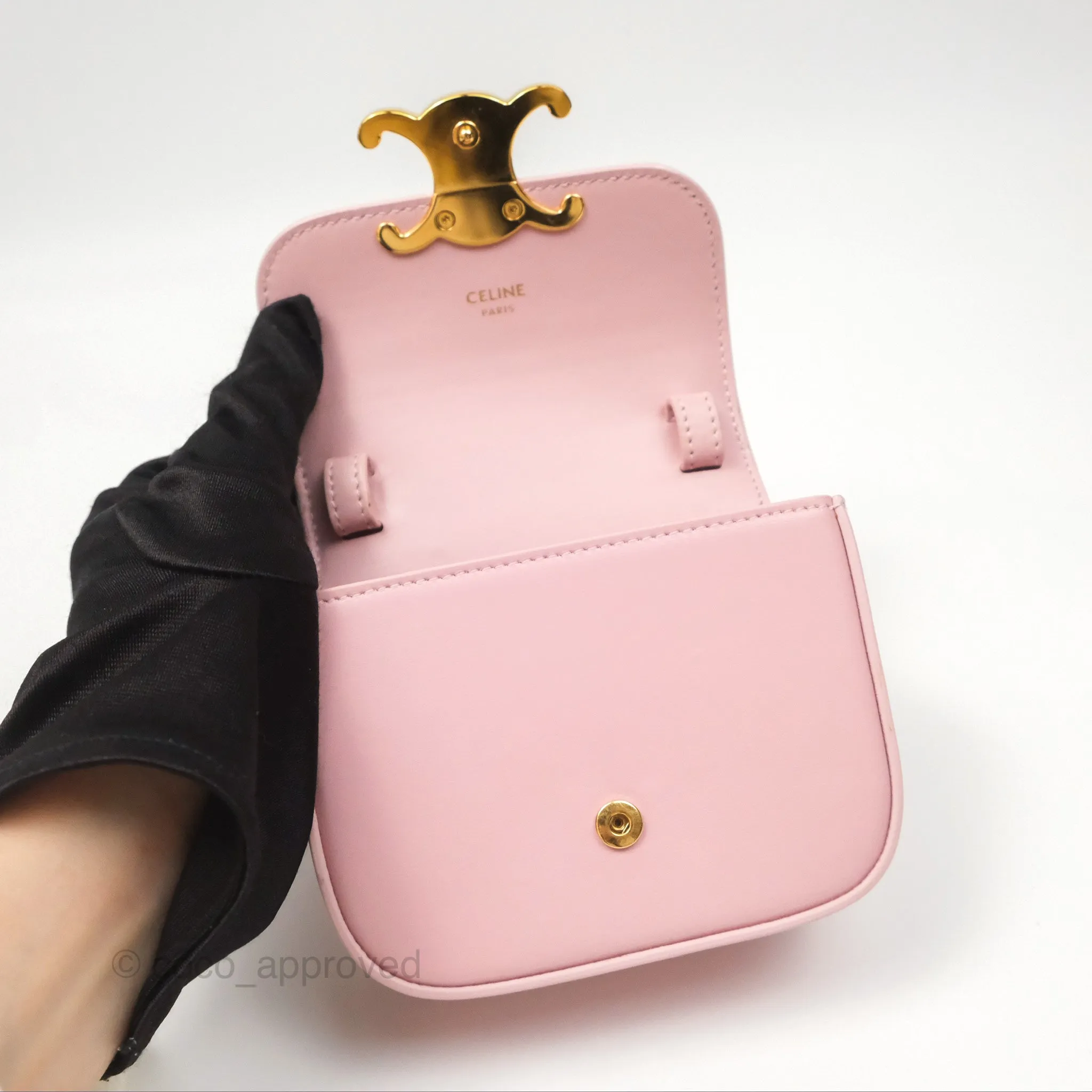 Celine Mini Triomphe Shiny Calfskin Pink