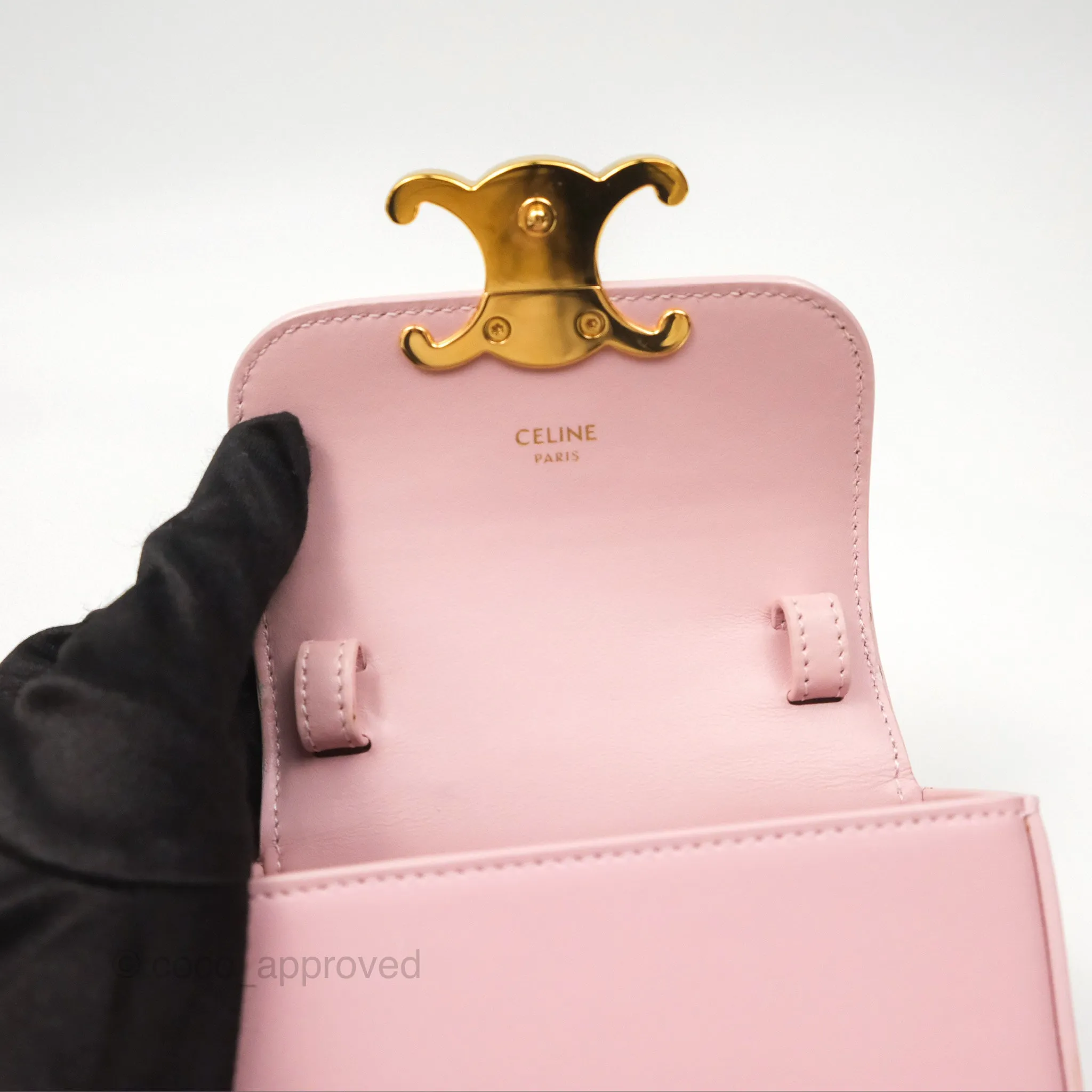 Celine Mini Triomphe Shiny Calfskin Pink