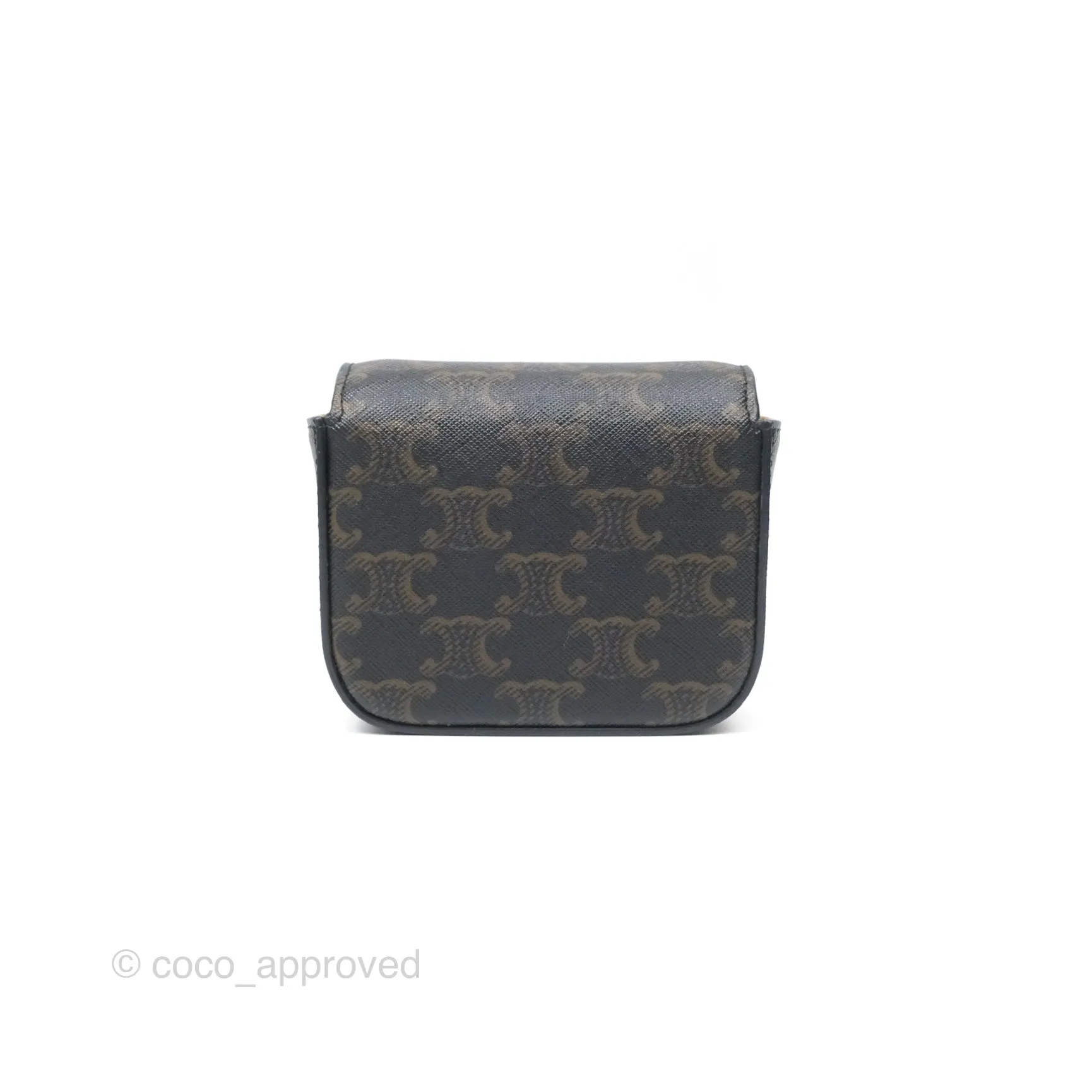 Celine Mini Triomphe Tan Canvas Calfskin