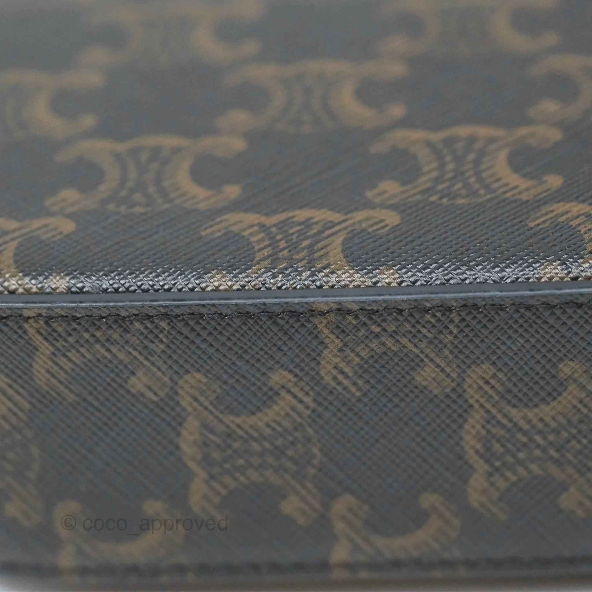 Celine Mini Triomphe Tan Canvas Calfskin
