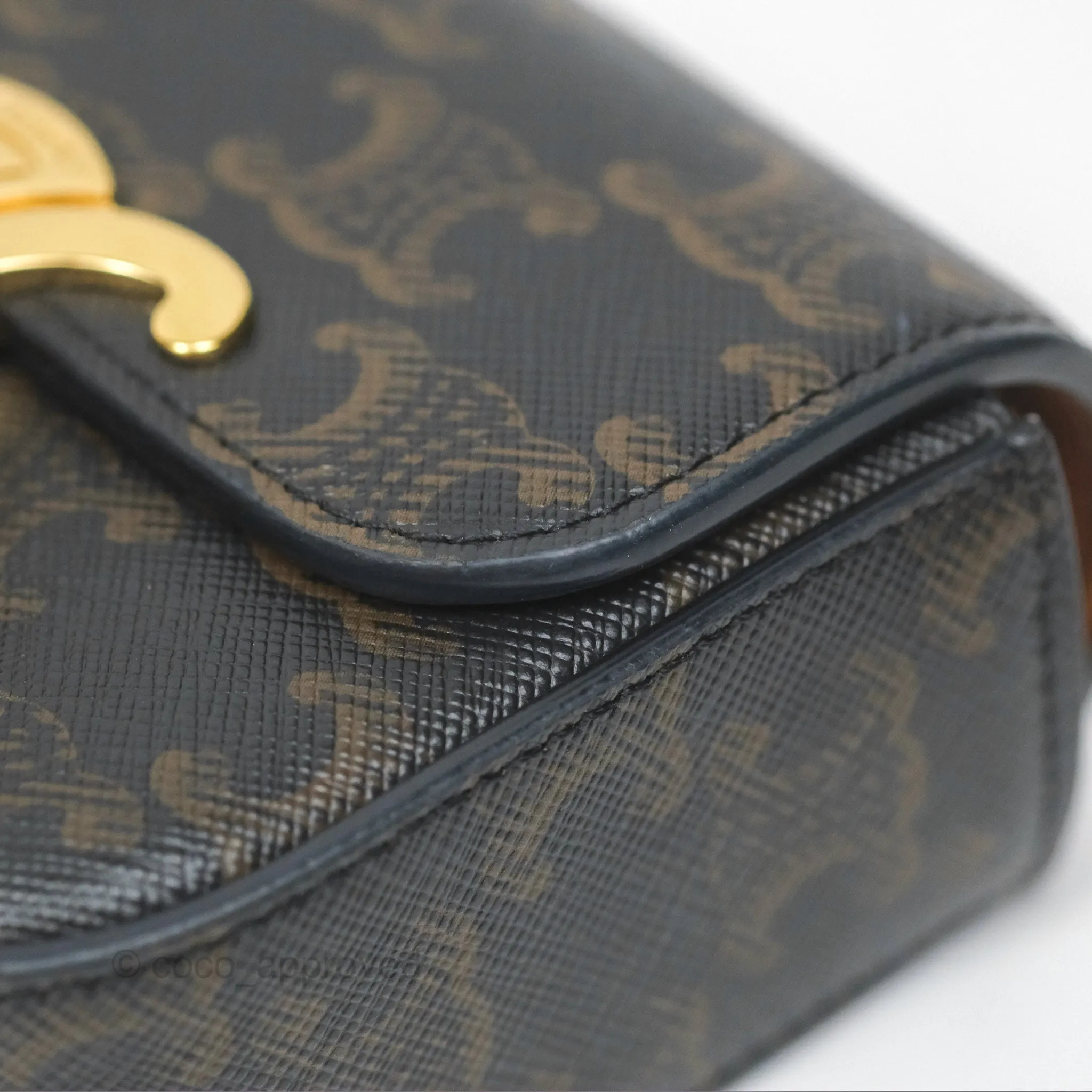 Celine Mini Triomphe Tan Canvas Calfskin