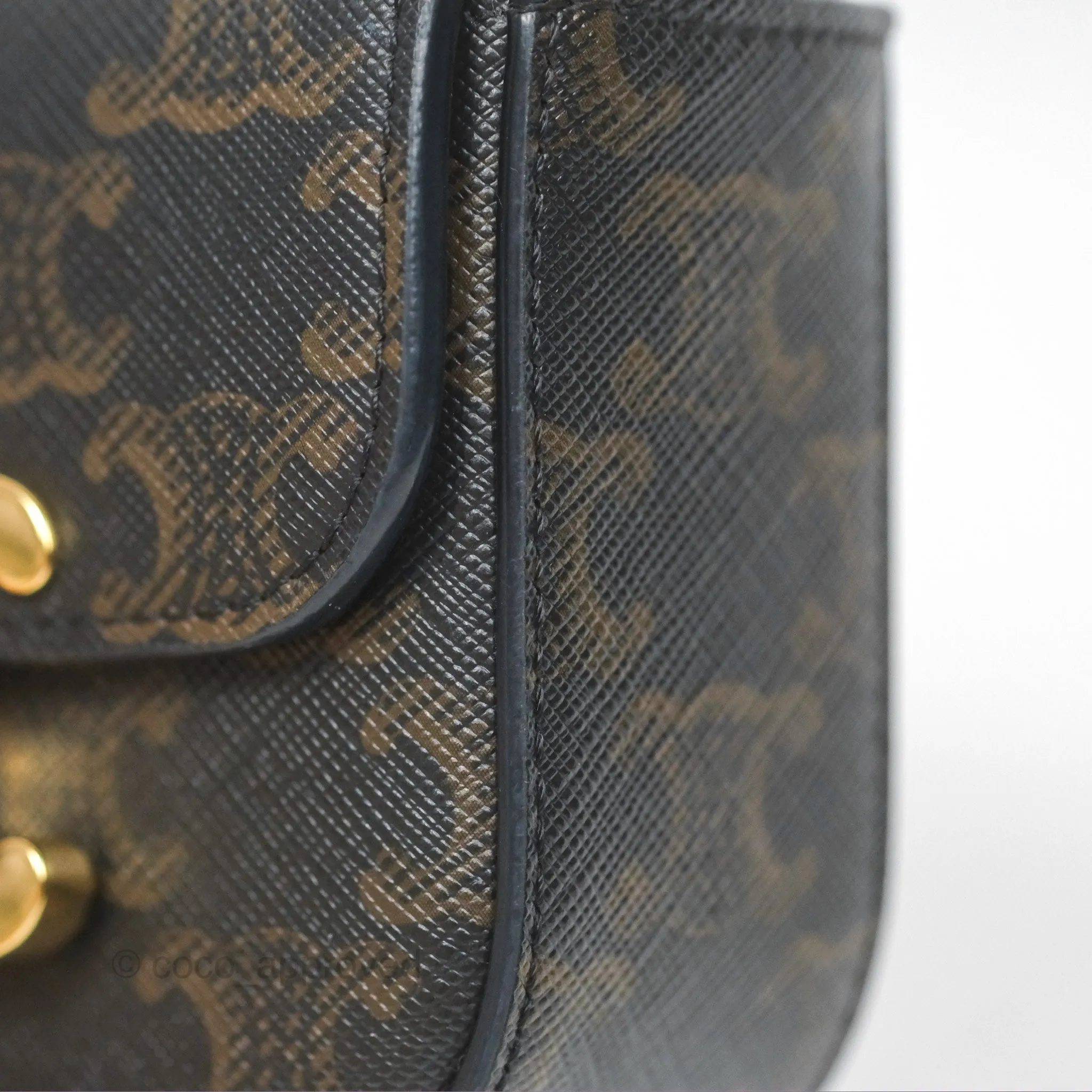 Celine Mini Triomphe Tan Canvas Calfskin