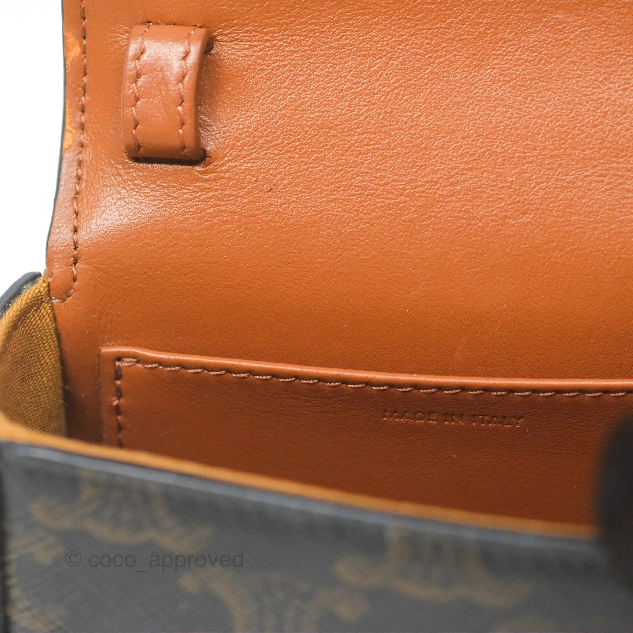Celine Mini Triomphe Tan Canvas Calfskin