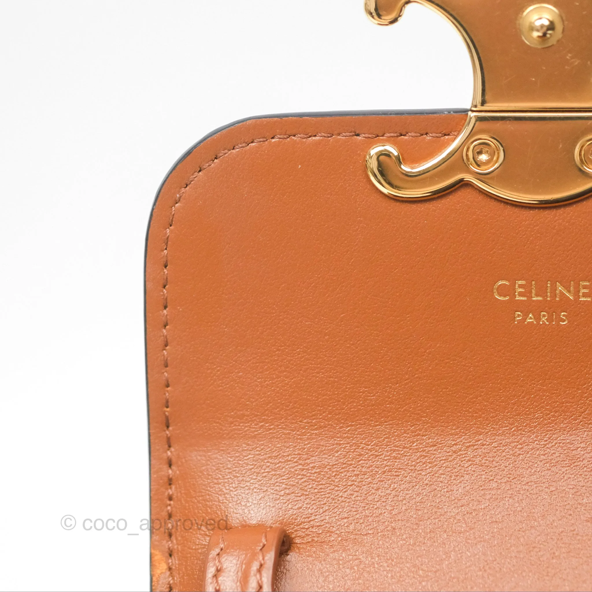 Celine Mini Triomphe Tan Canvas Calfskin