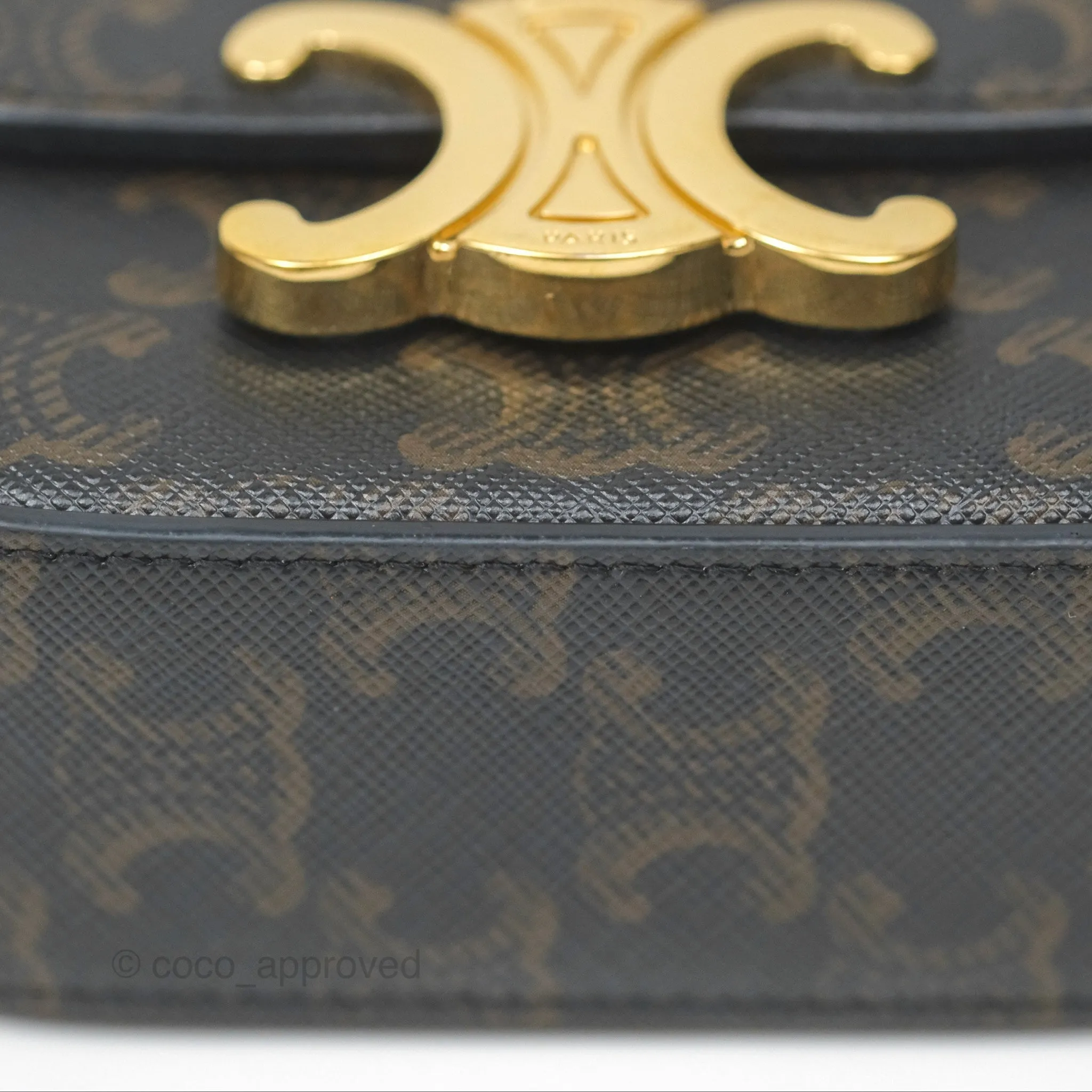 Celine Mini Triomphe Tan Canvas Calfskin