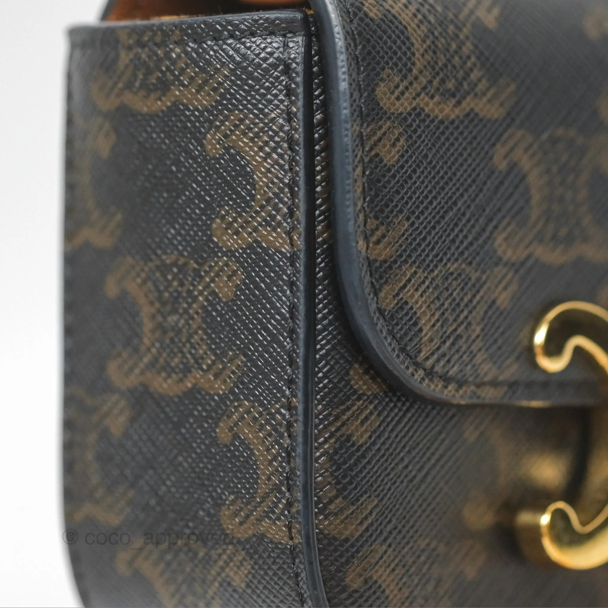 Celine Mini Triomphe Tan Canvas Calfskin