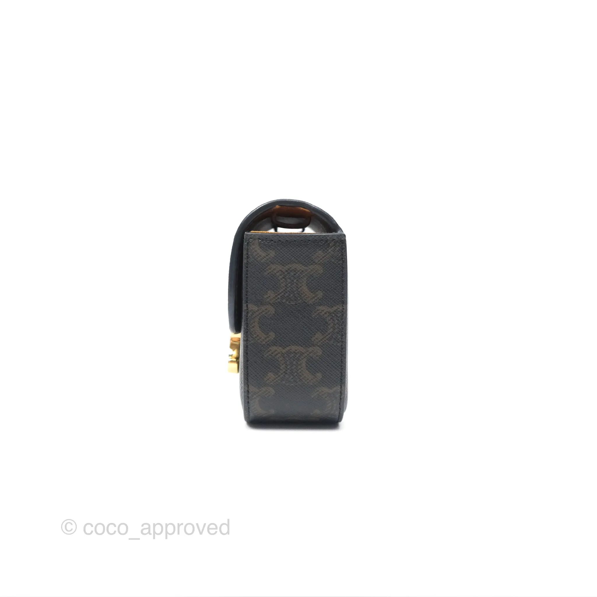 Celine Mini Triomphe Tan Canvas Calfskin