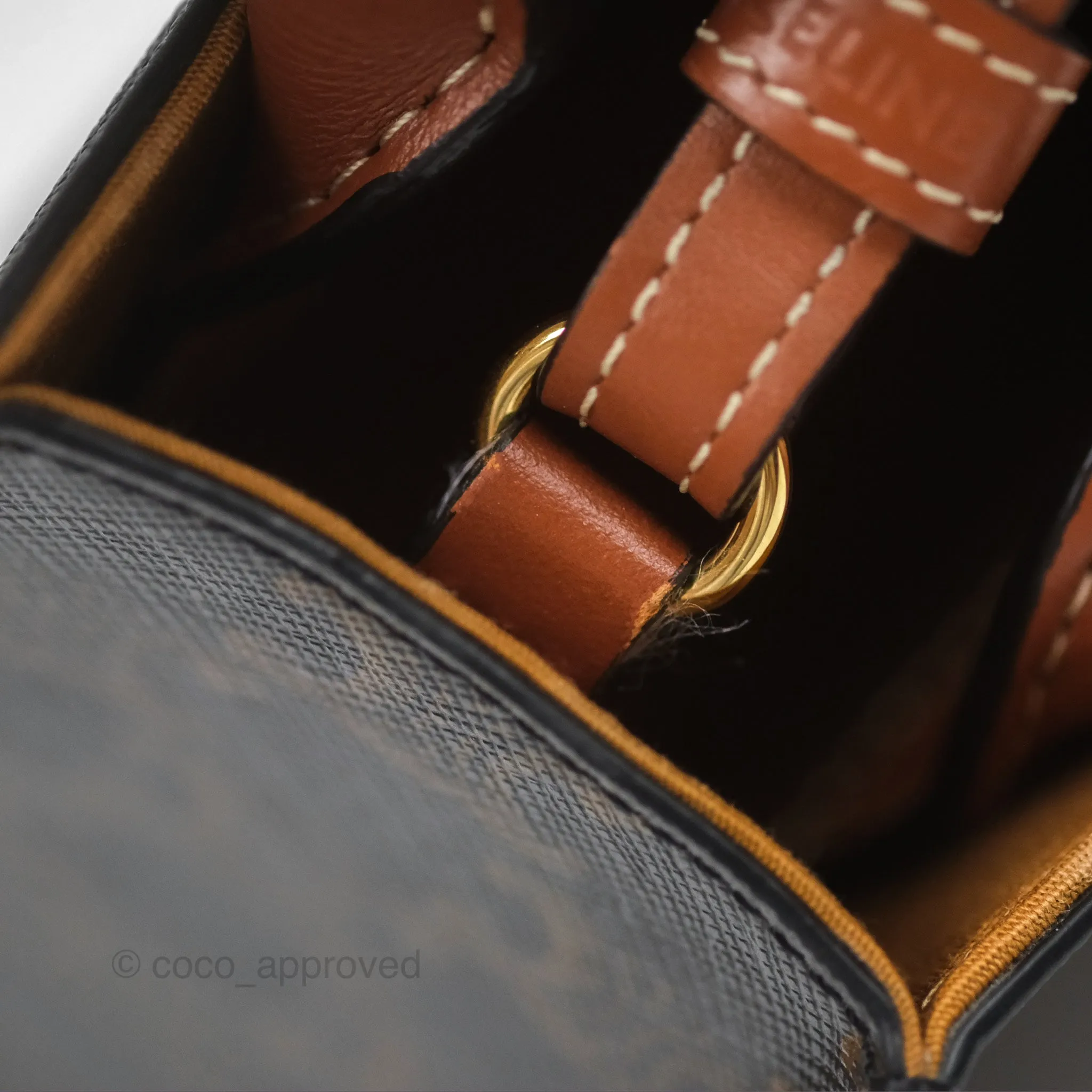 Celine Mini Vertical Cabas Bag Triomphe Canvas Tan