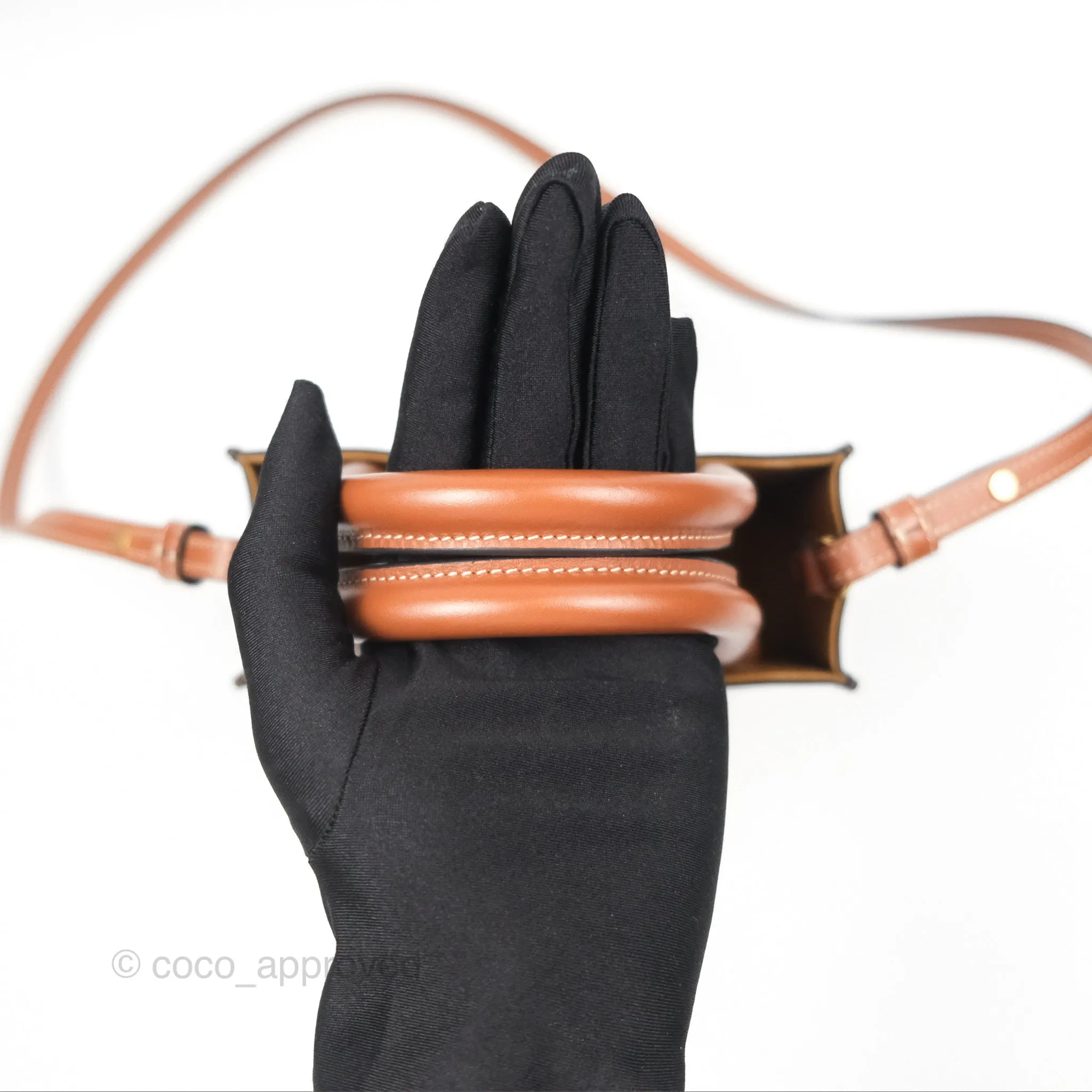 Celine Mini Vertical Cabas Bag Triomphe Canvas Tan