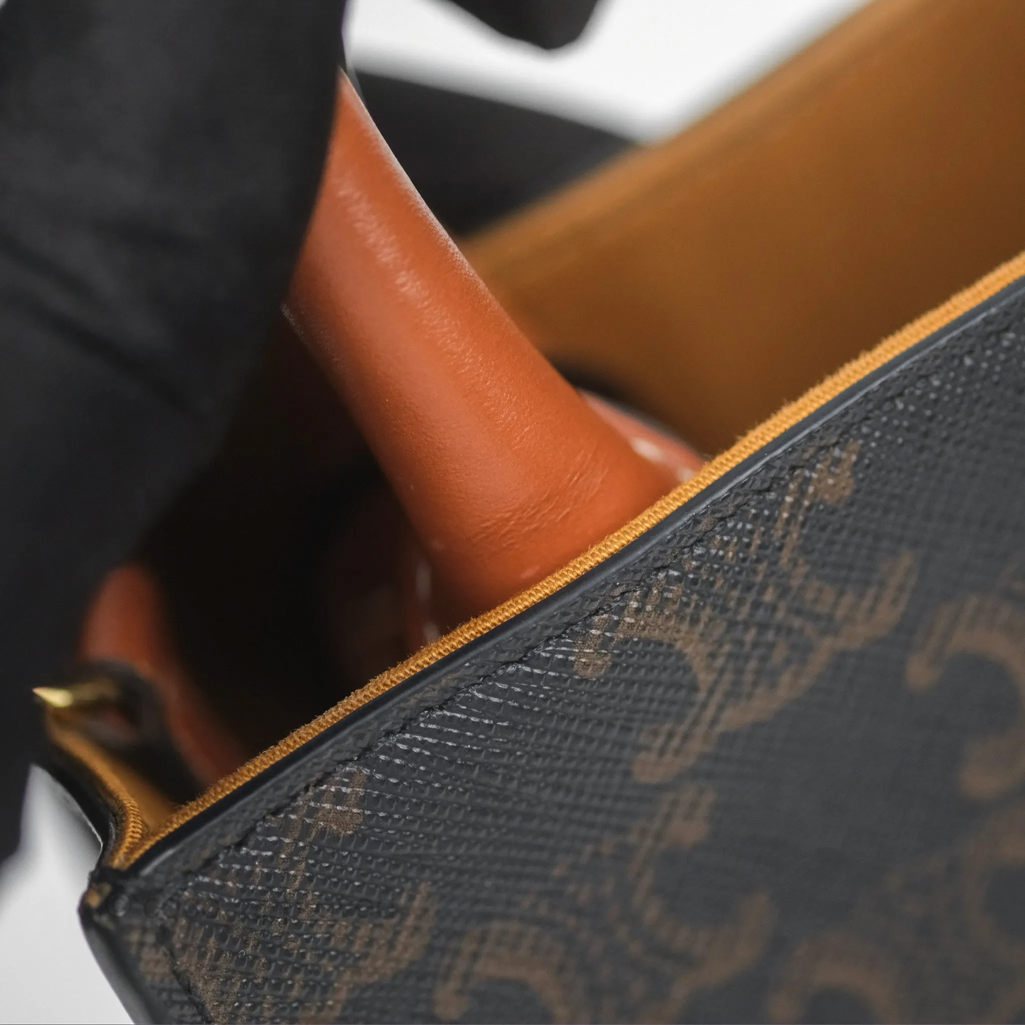 Celine Mini Vertical Cabas Bag Triomphe Canvas Tan