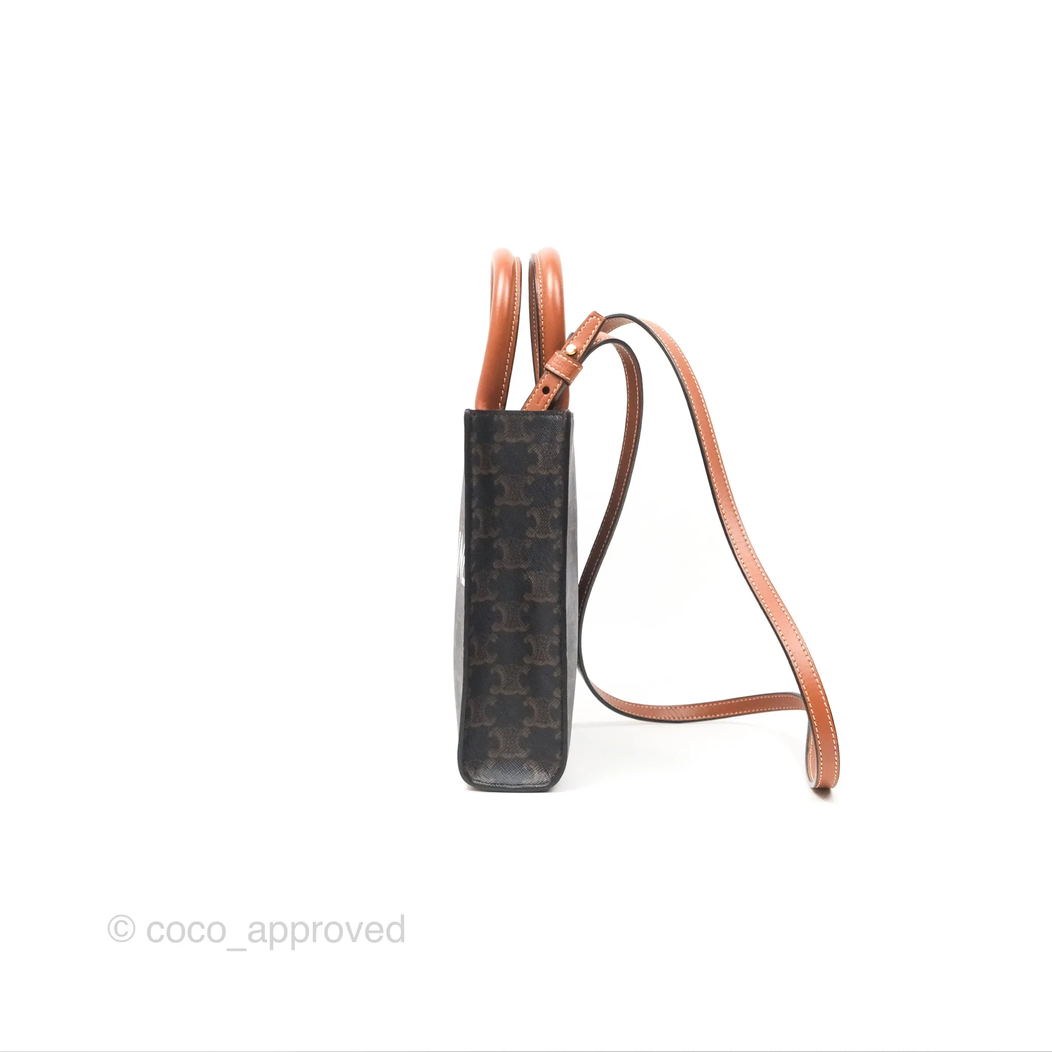 Celine Mini Vertical Cabas Bag Triomphe Canvas Tan