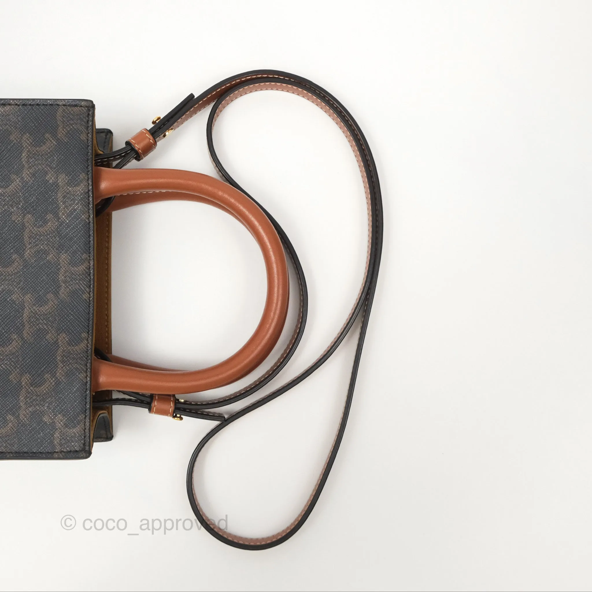 Celine Mini Vertical Cabas Bag Triomphe Canvas Tan