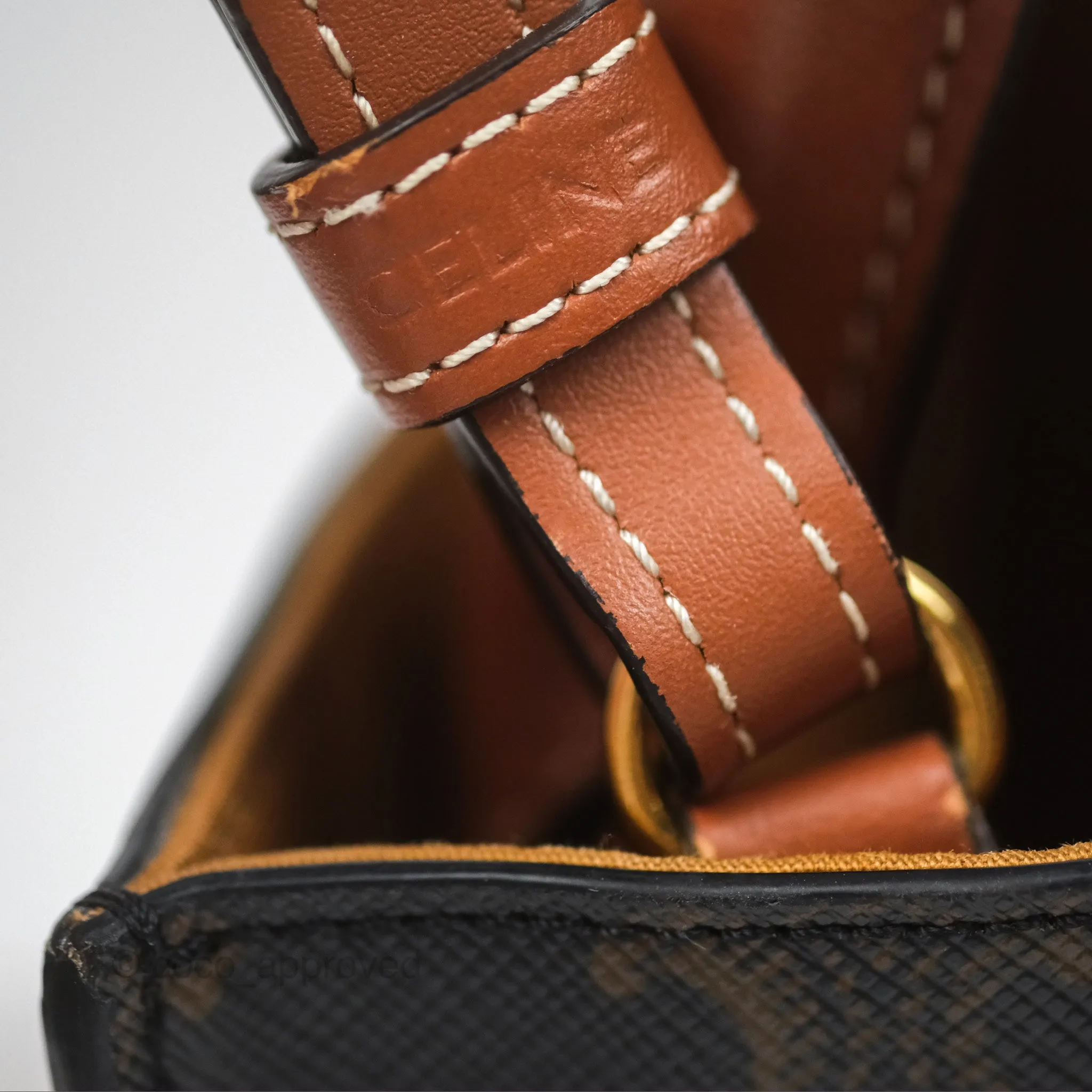 Celine Mini Vertical Cabas Bag Triomphe Canvas Tan