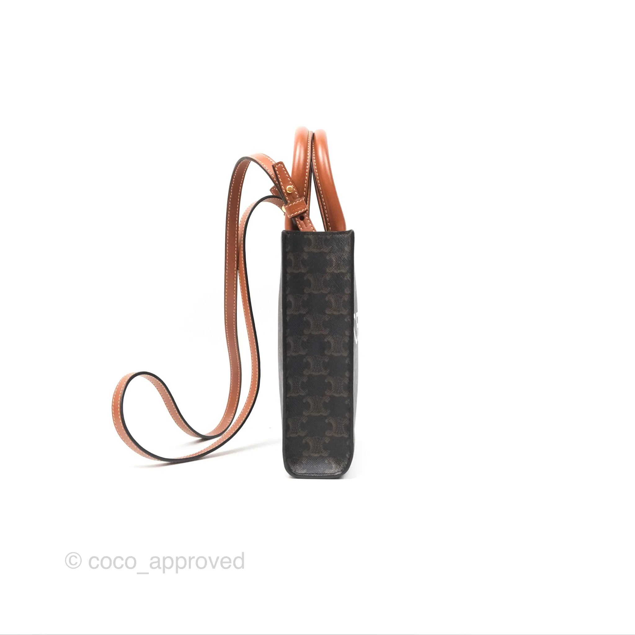 Celine Mini Vertical Cabas Bag Triomphe Canvas Tan