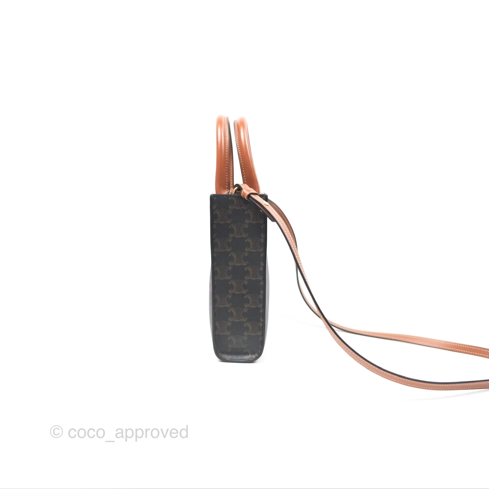 Celine Mini Vertical Cabas Bag Triomphe Canvas Tan