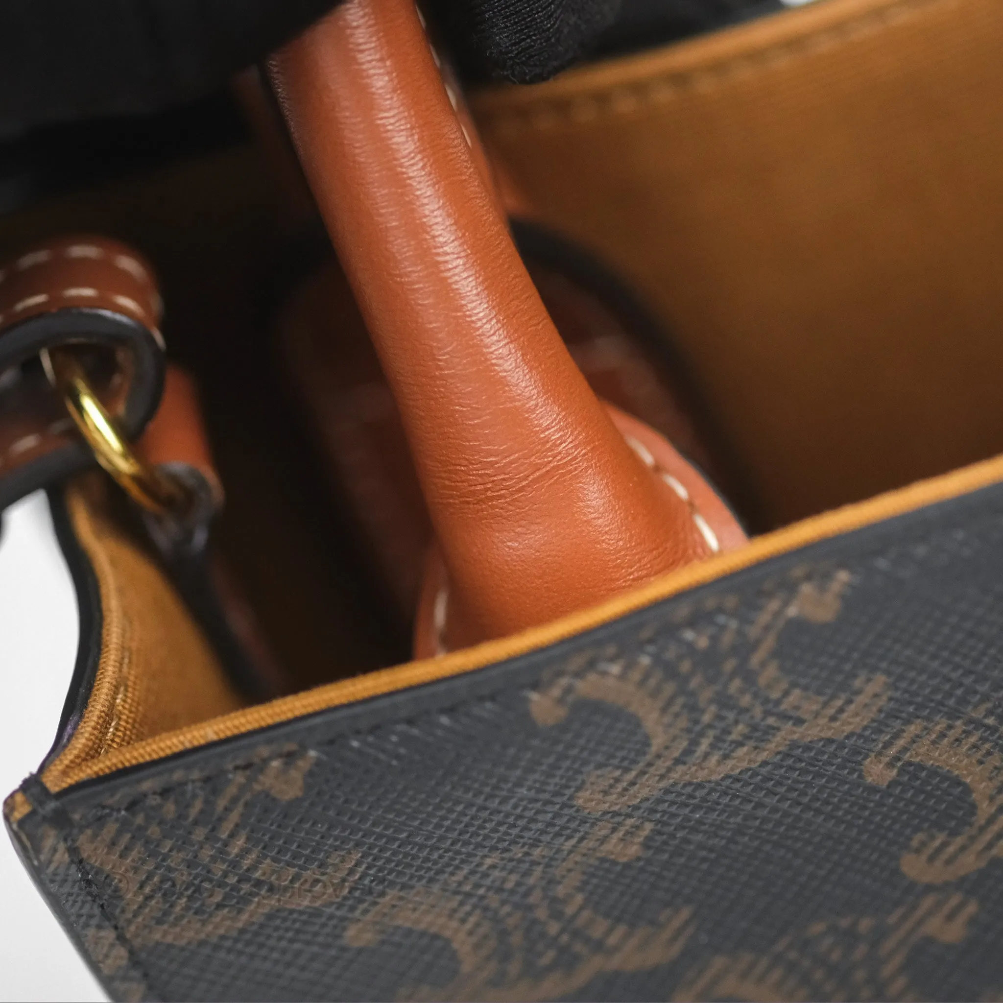 Celine Mini Vertical Cabas Bag Triomphe Canvas Tan