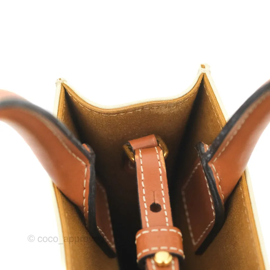 Celine Mini Vertical Cabas Bag Triomphe Canvas White