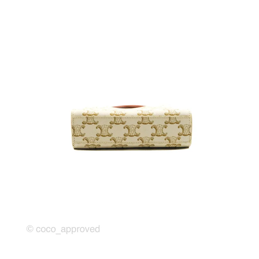 Celine Mini Vertical Cabas Bag Triomphe Canvas White