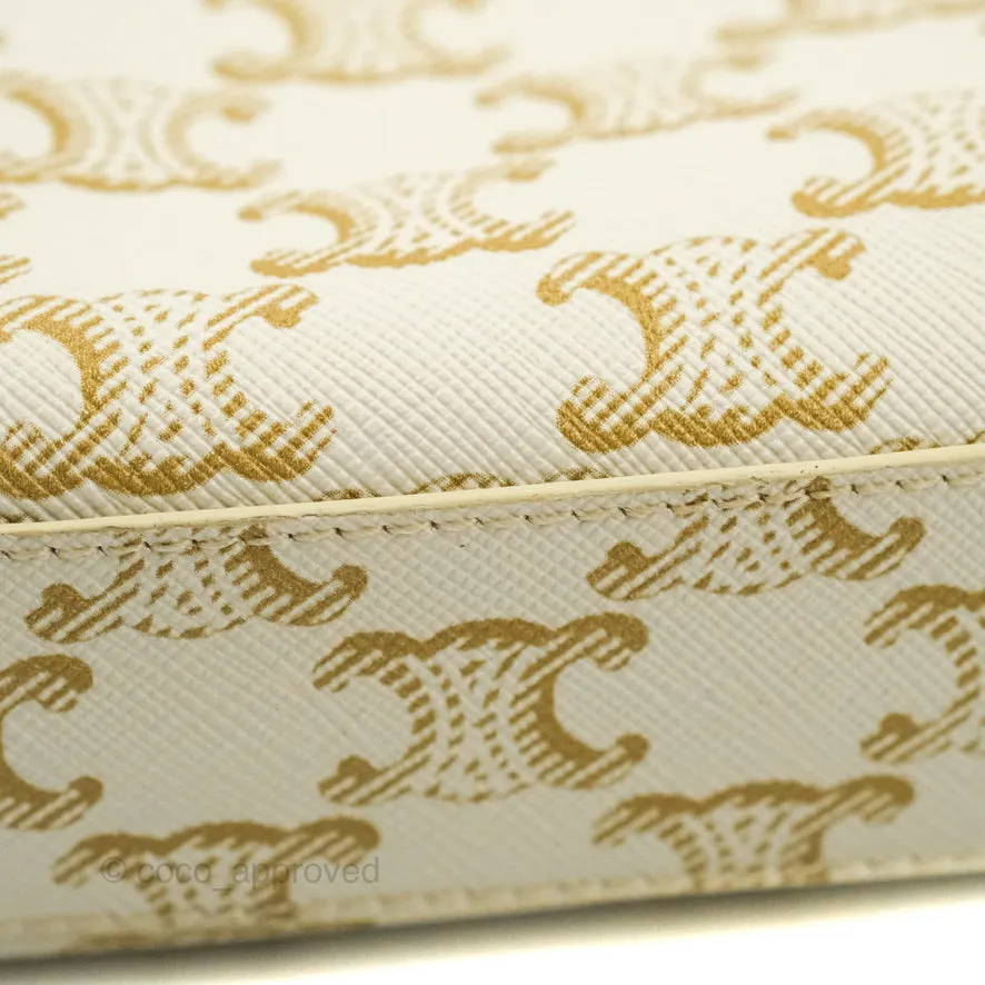 Celine Mini Vertical Cabas Bag Triomphe Canvas White