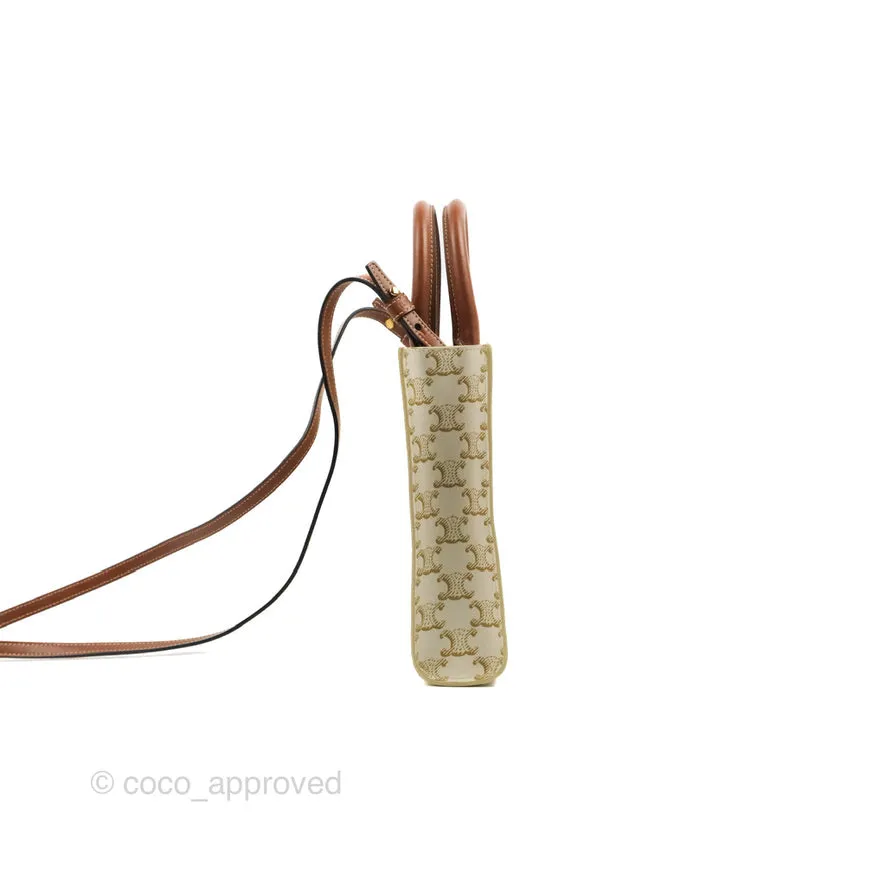 Celine Mini Vertical Cabas Bag Triomphe Canvas White