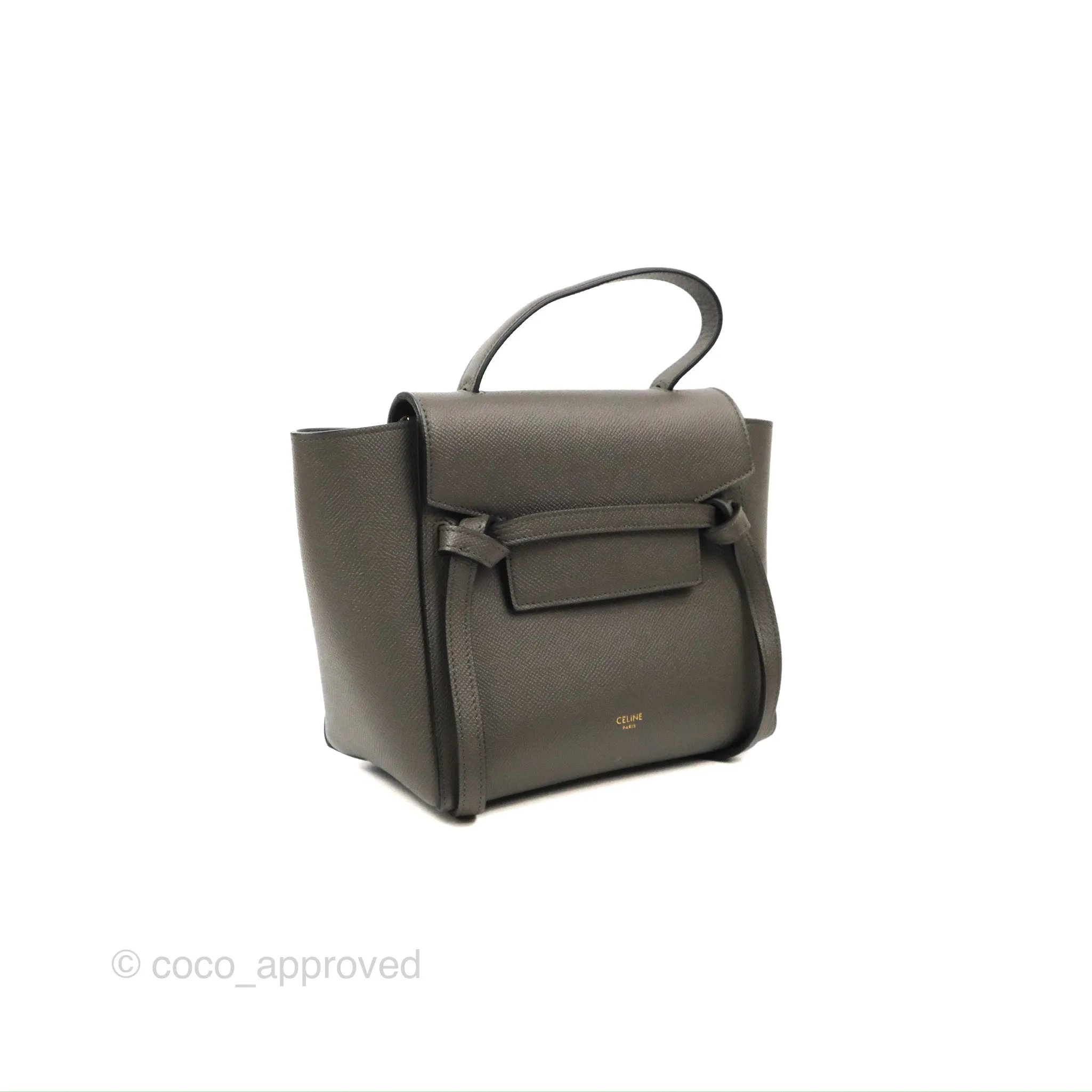 Celine Nano Belt Bag Grey Grained Calfskin Gold Hardware