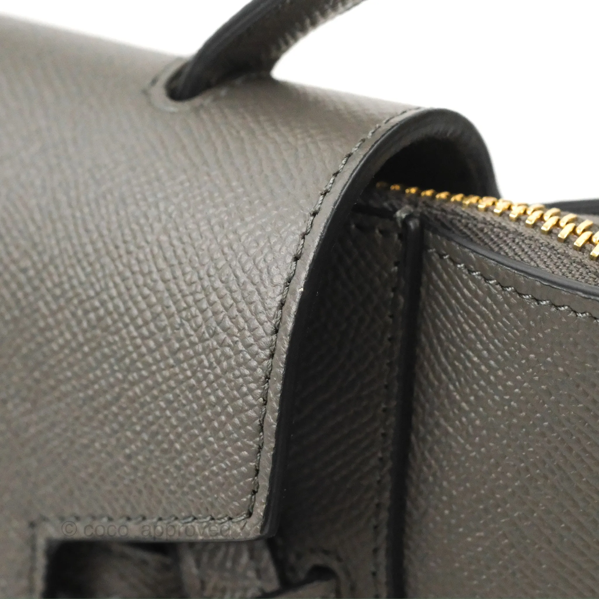 Celine Nano Belt Bag Grey Grained Calfskin Gold Hardware