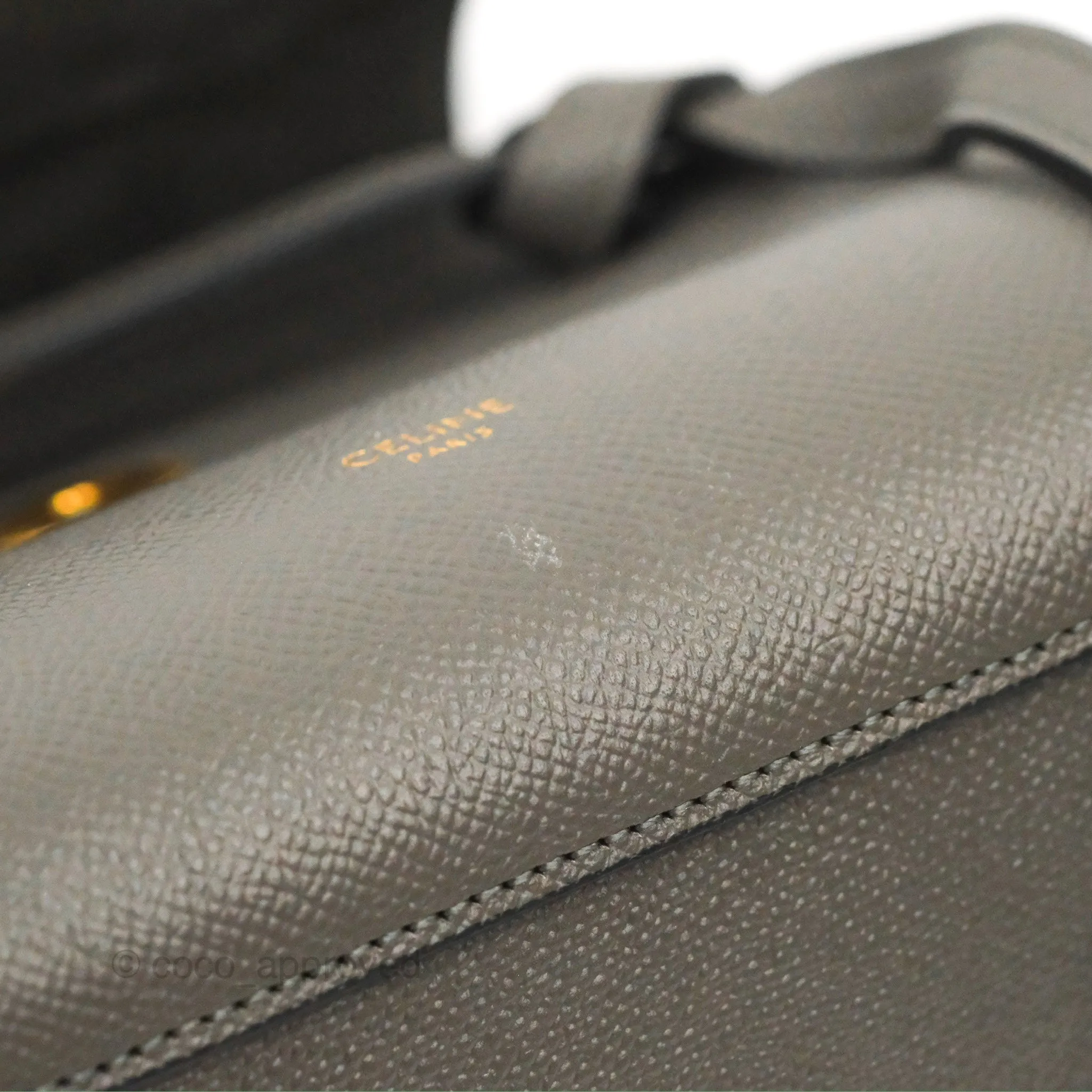 Celine Nano Belt Bag Grey Grained Calfskin Gold Hardware