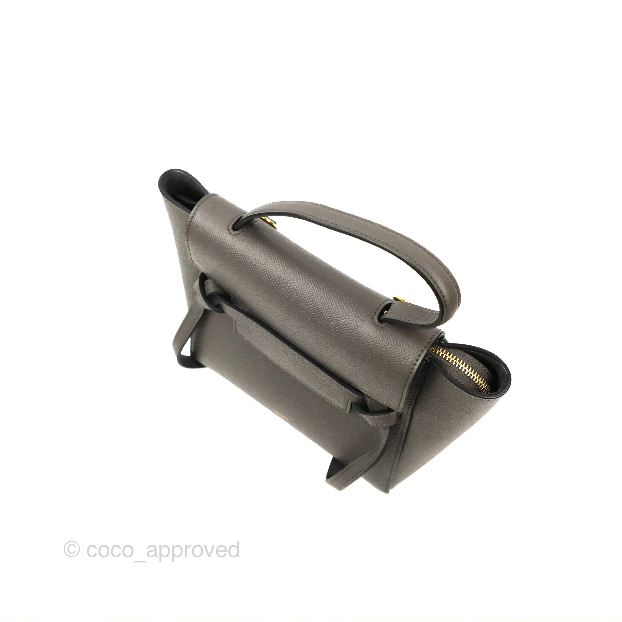 Celine Nano Belt Bag Grey Grained Calfskin Gold Hardware