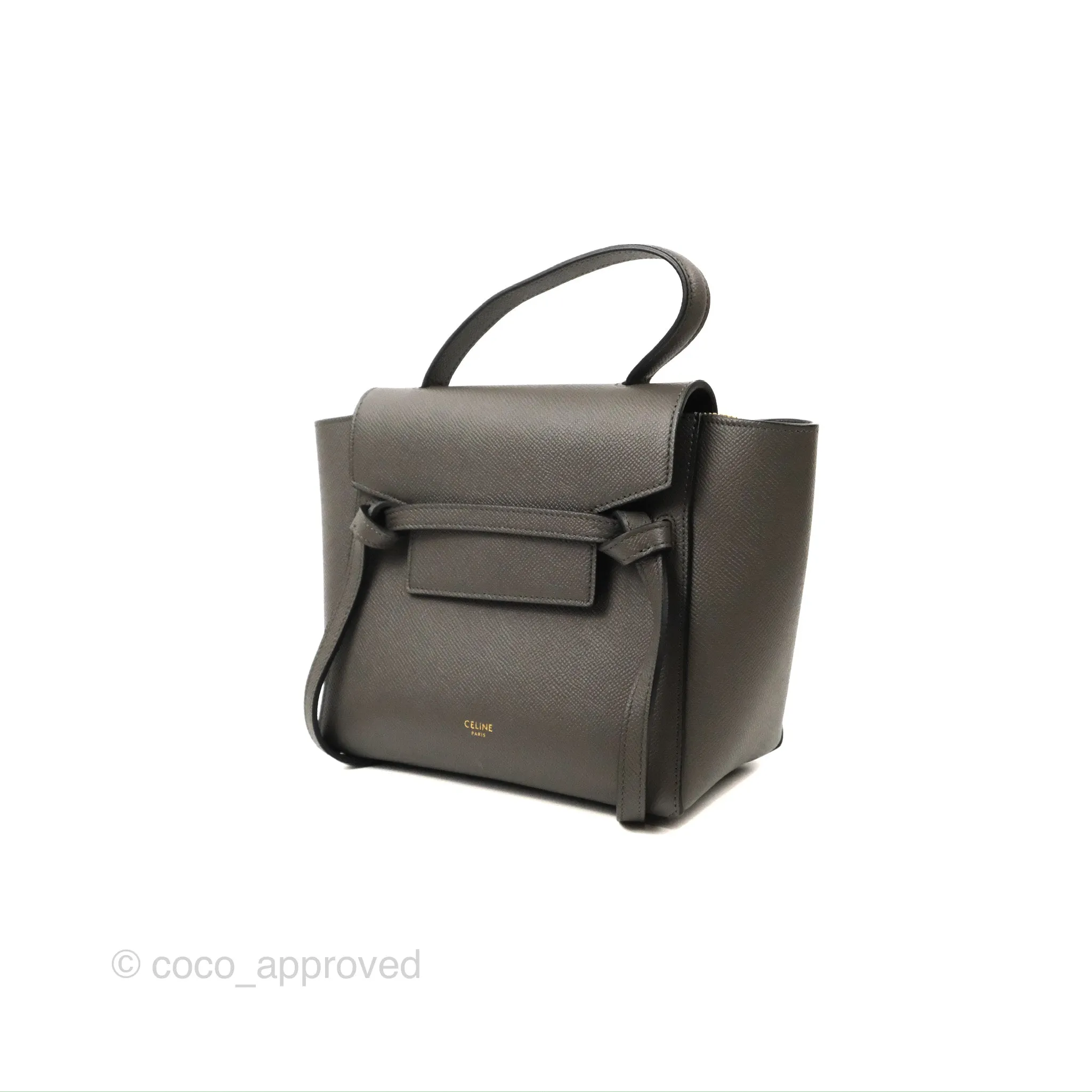 Celine Nano Belt Bag Grey Grained Calfskin Gold Hardware