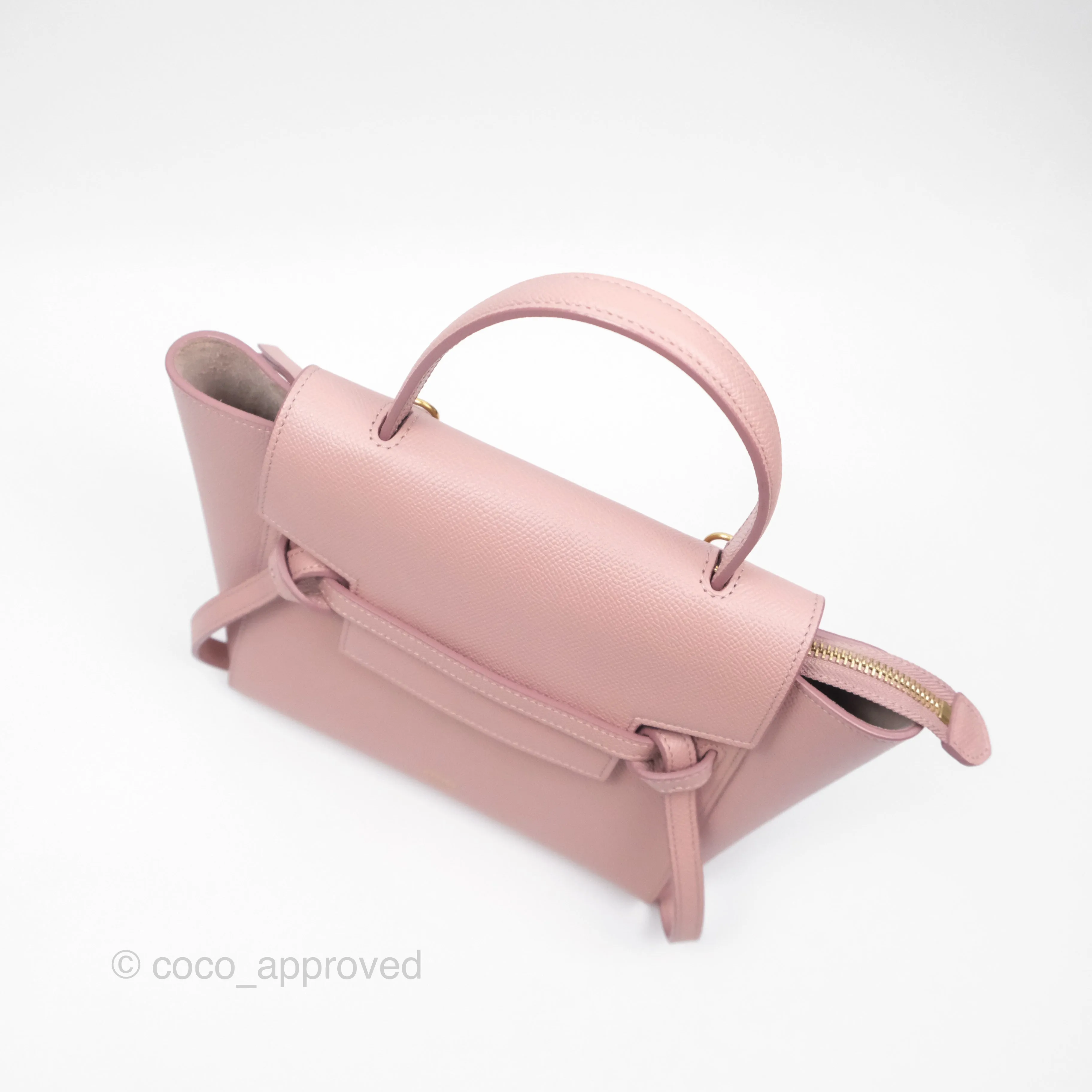 Celine Nano Belt Bag Pink Grained Calfskin Gold Hardware
