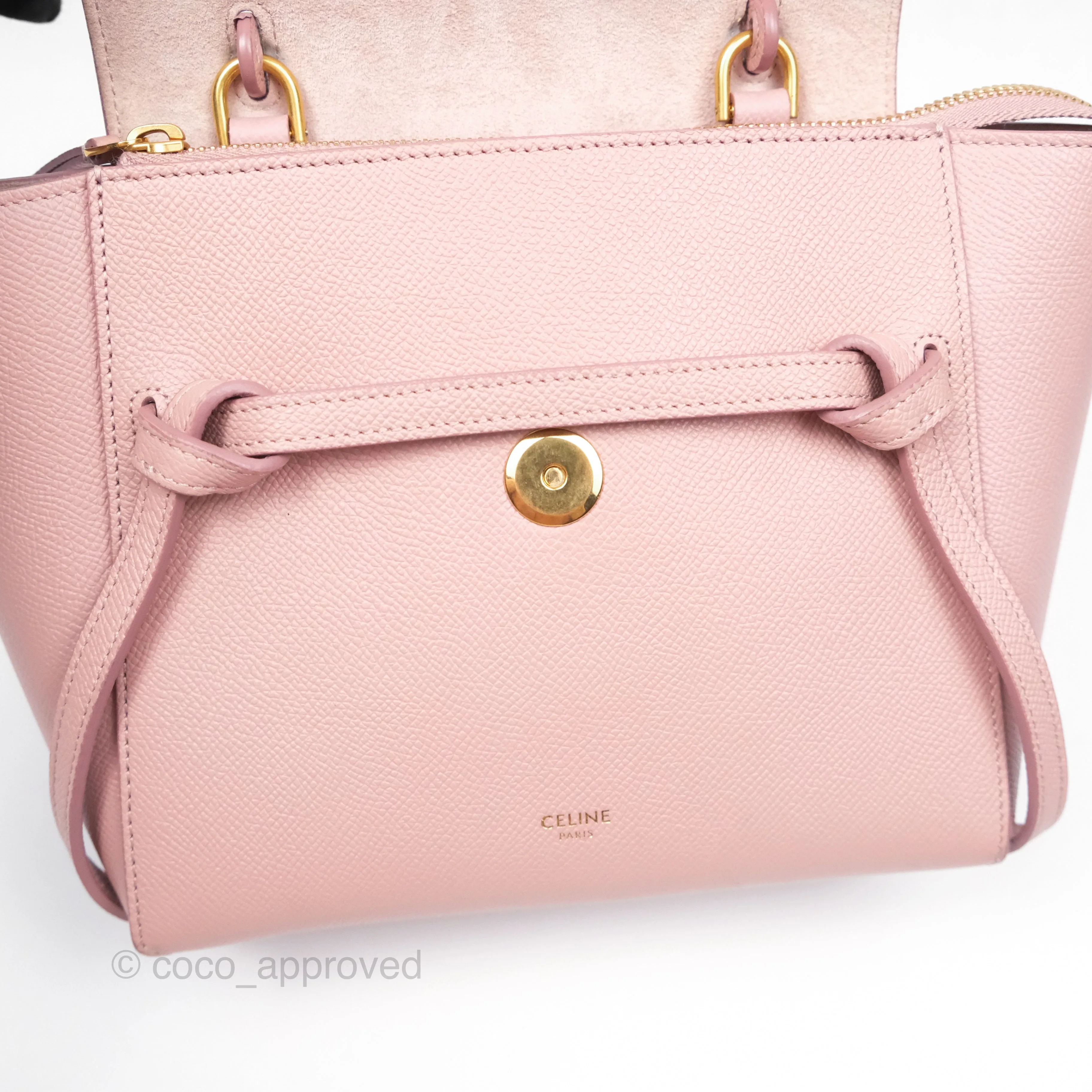 Celine Nano Belt Bag Pink Grained Calfskin Gold Hardware