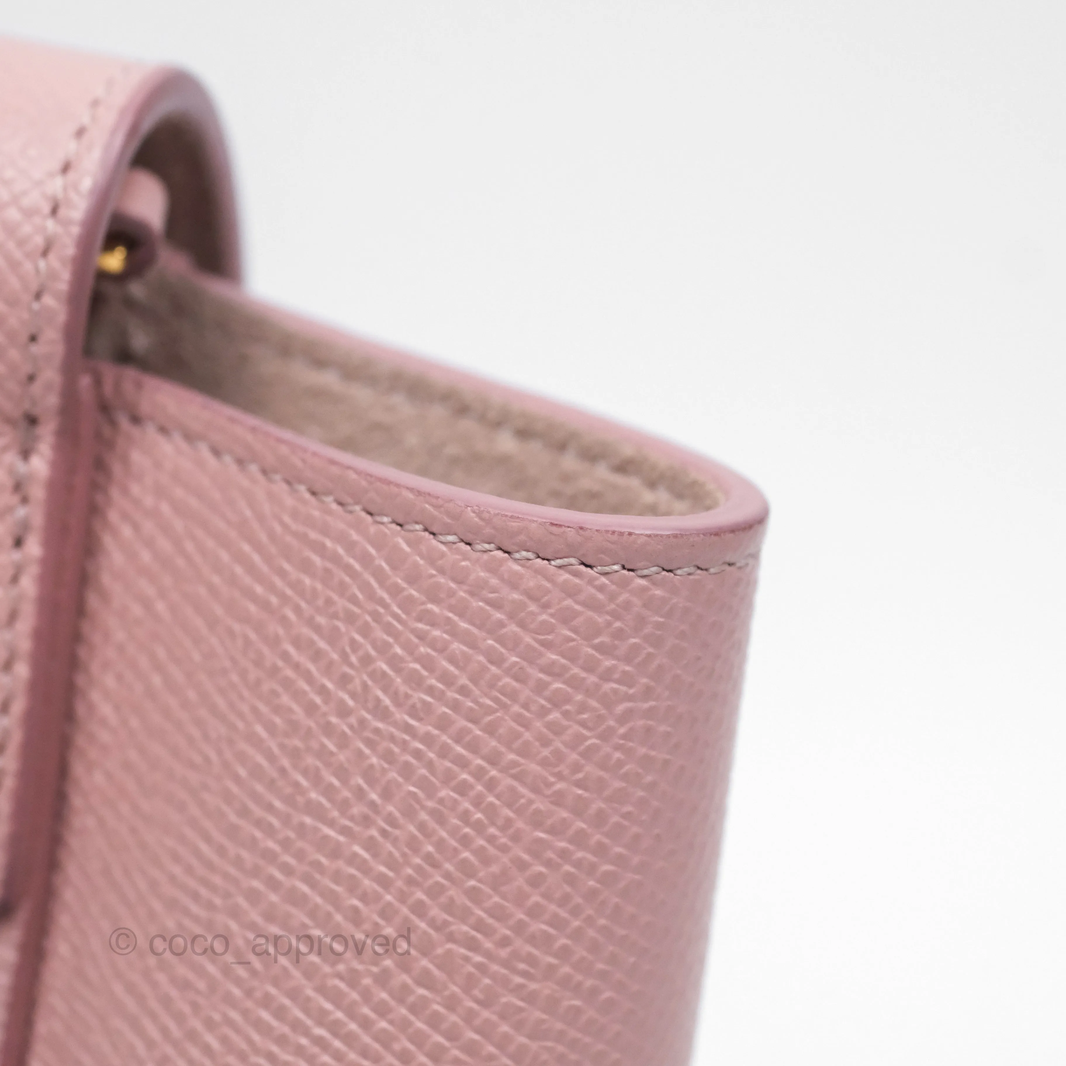 Celine Nano Belt Bag Pink Grained Calfskin Gold Hardware
