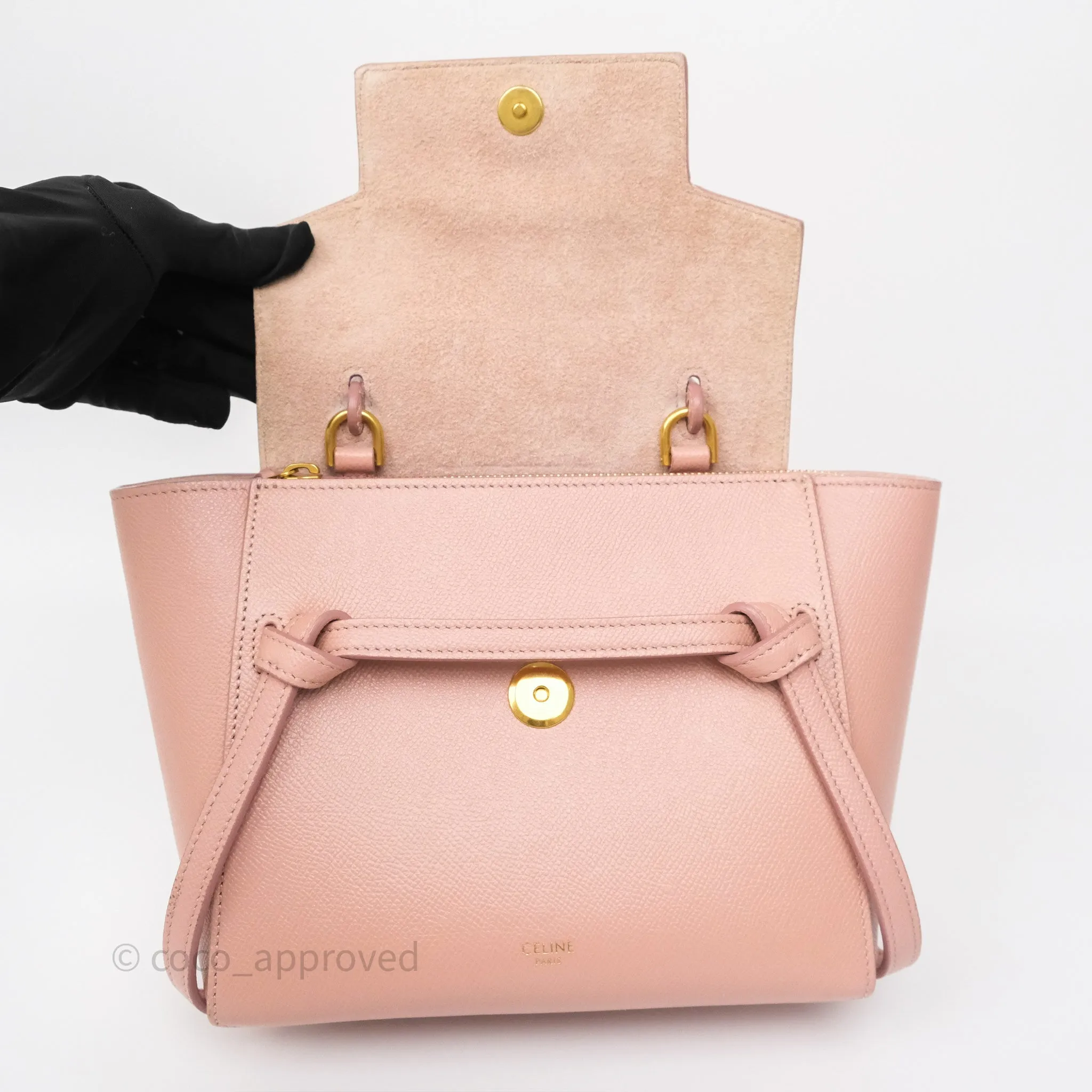 Celine Nano Belt Bag Vintage Pink Grained Calfskin Gold Hardware