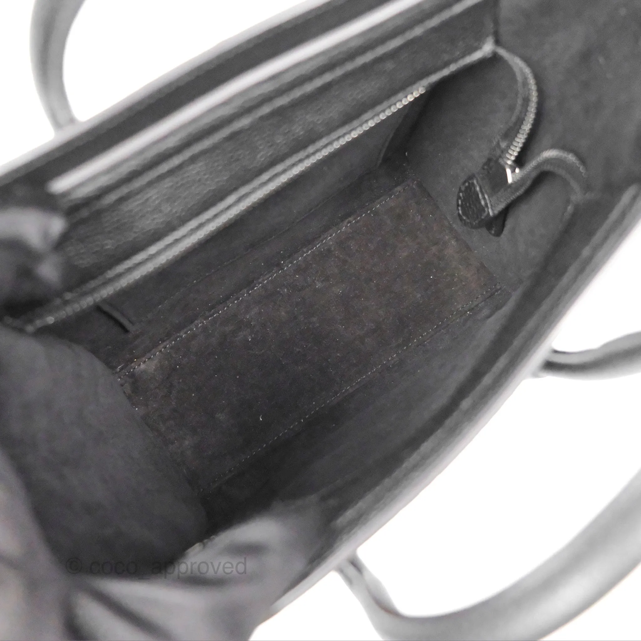 Celine Nano Luggage Bag Black Drummed Calfskin