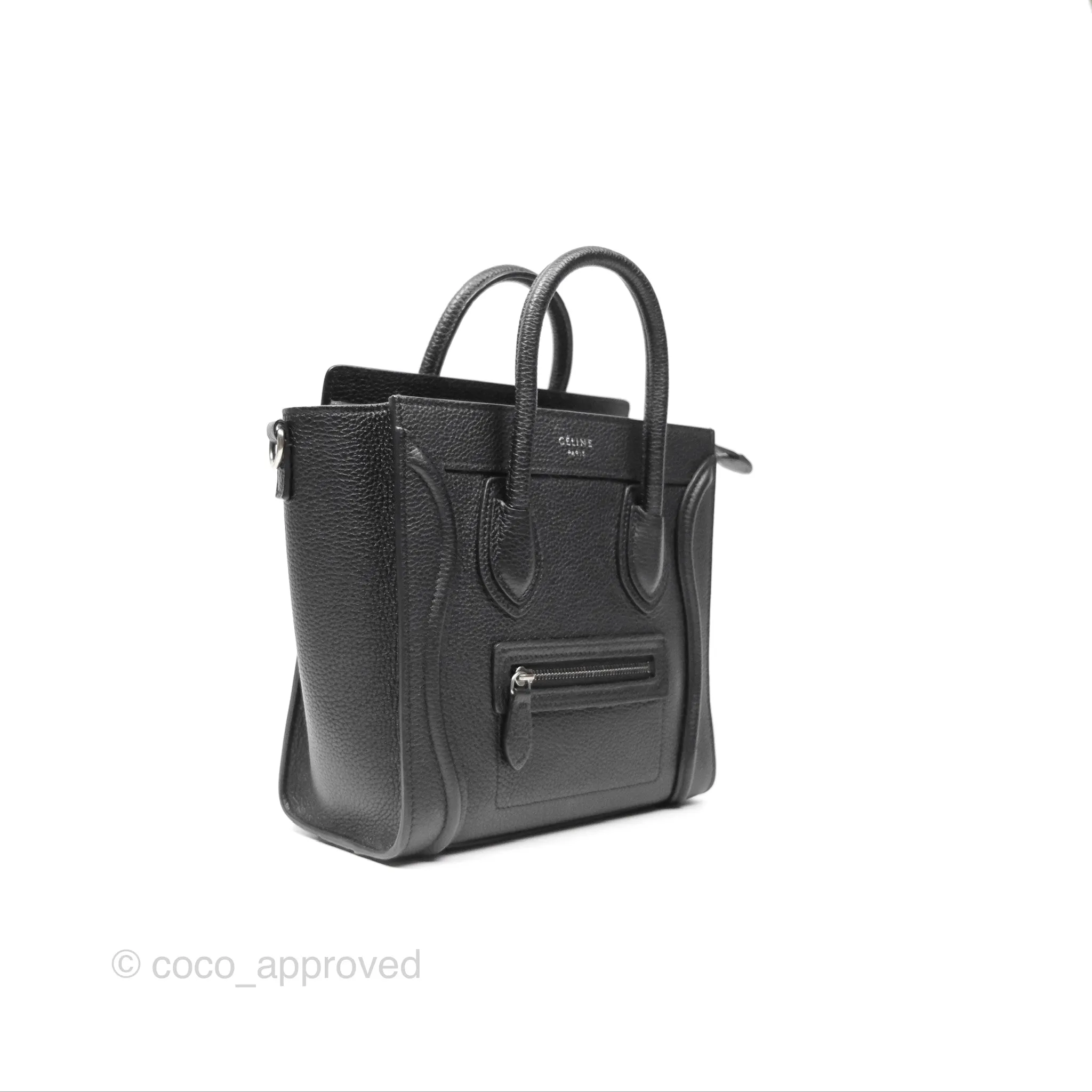 Celine Nano Luggage Bag Black Drummed Calfskin