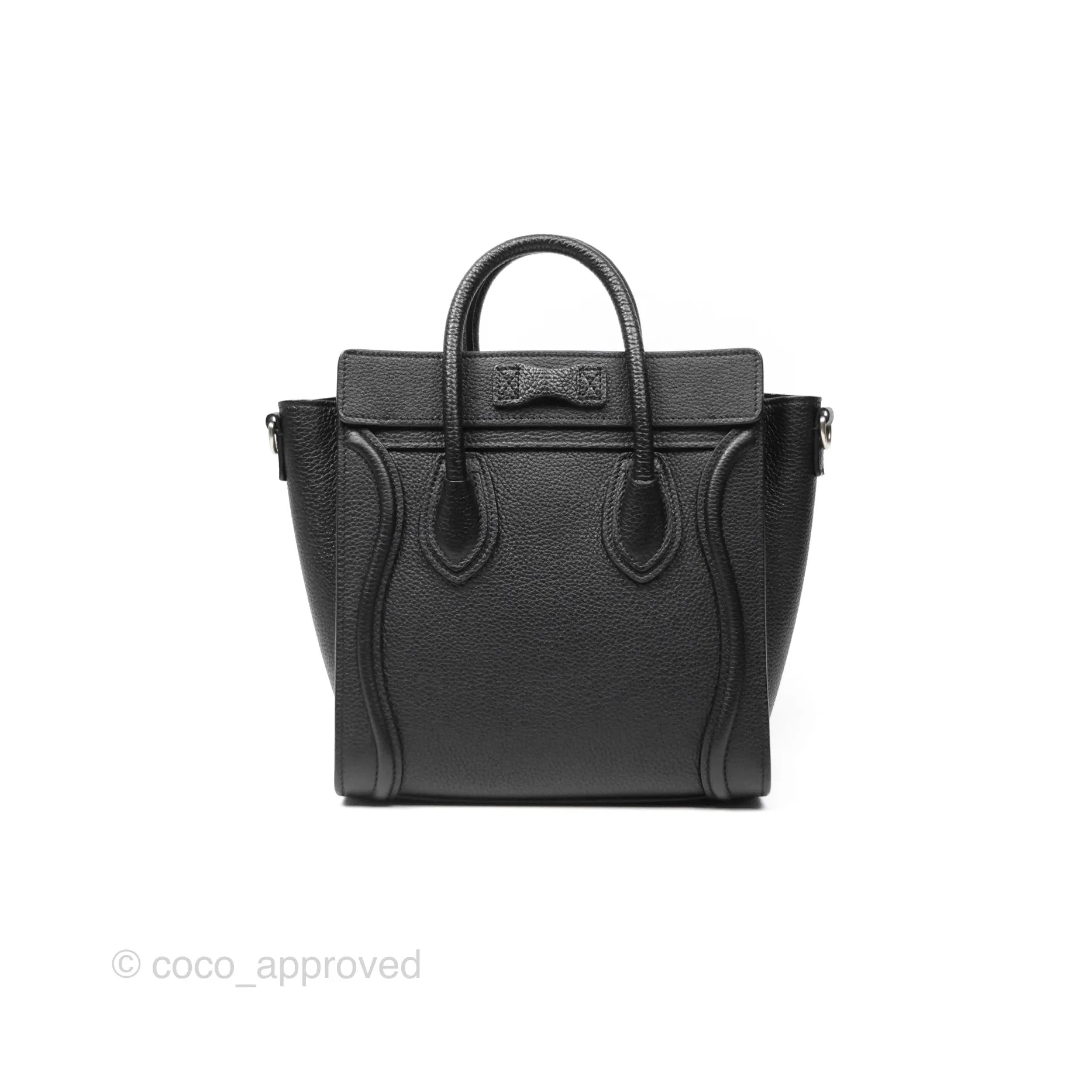 Celine Nano Luggage Bag Black Drummed Calfskin