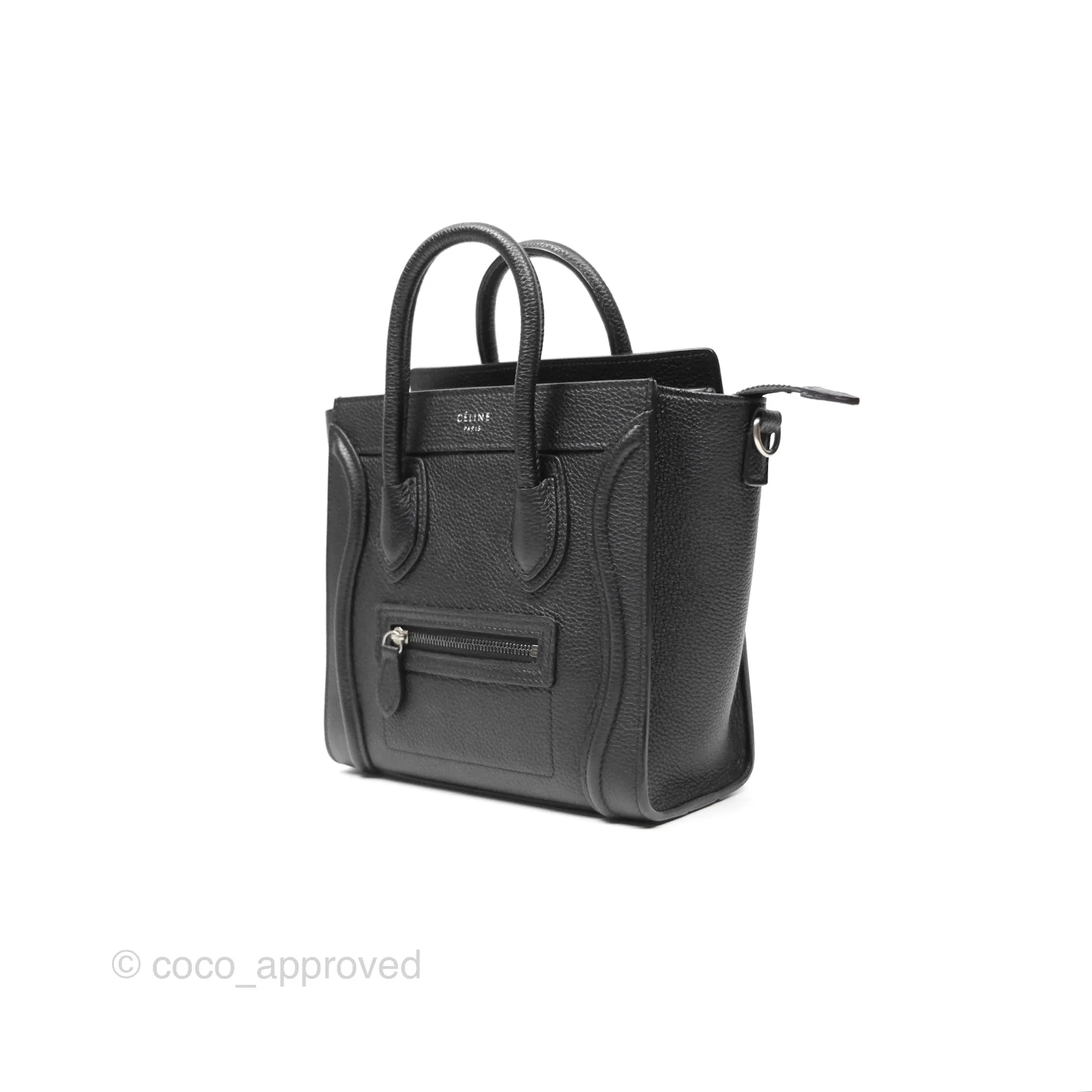 Celine Nano Luggage Bag Black Drummed Calfskin