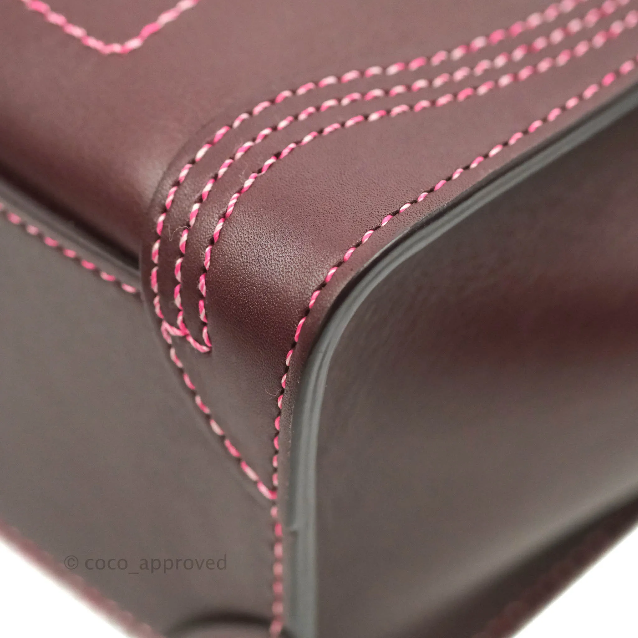 Celine Nano Luggage Bag Burgundy Gold Hardware