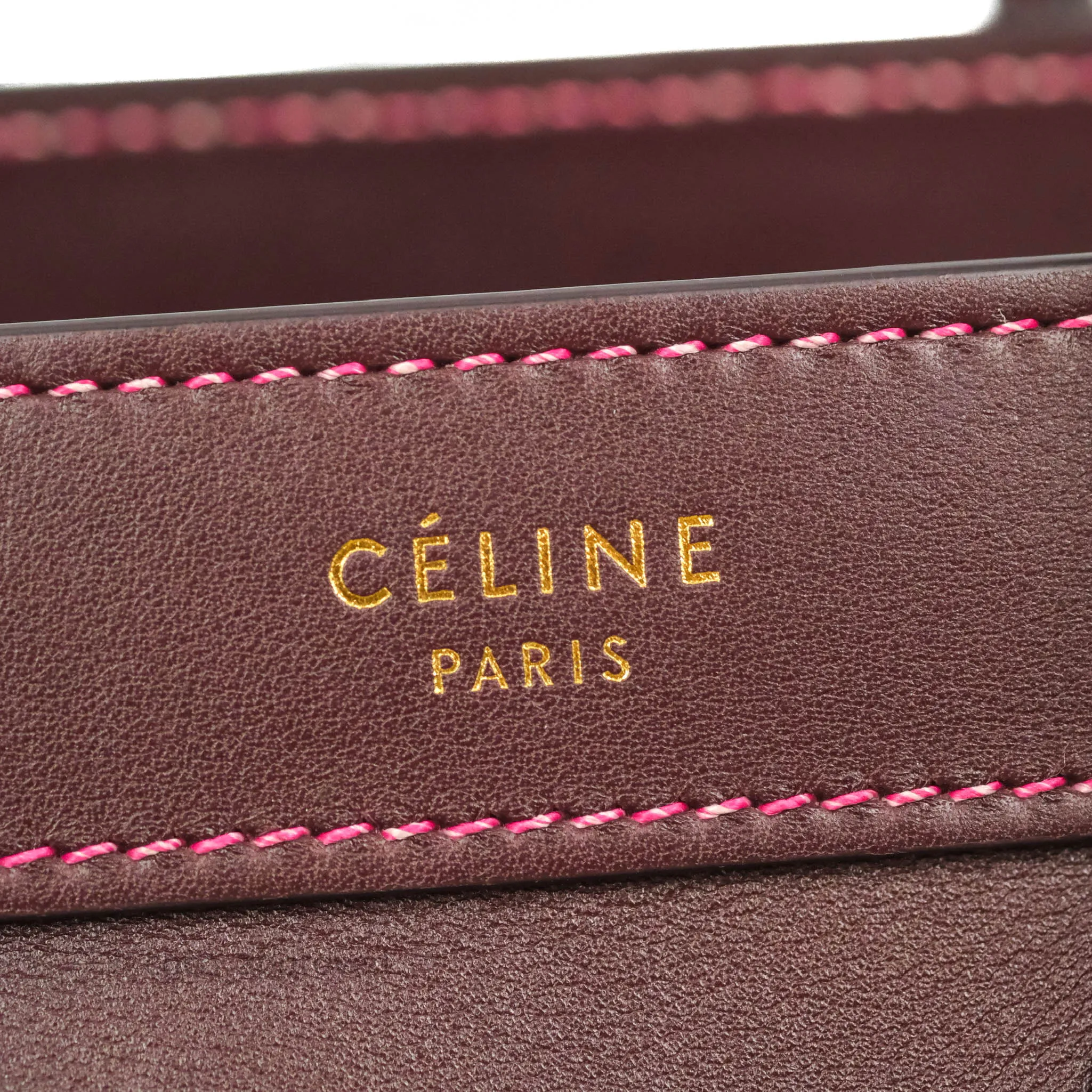 Celine Nano Luggage Bag Burgundy Gold Hardware