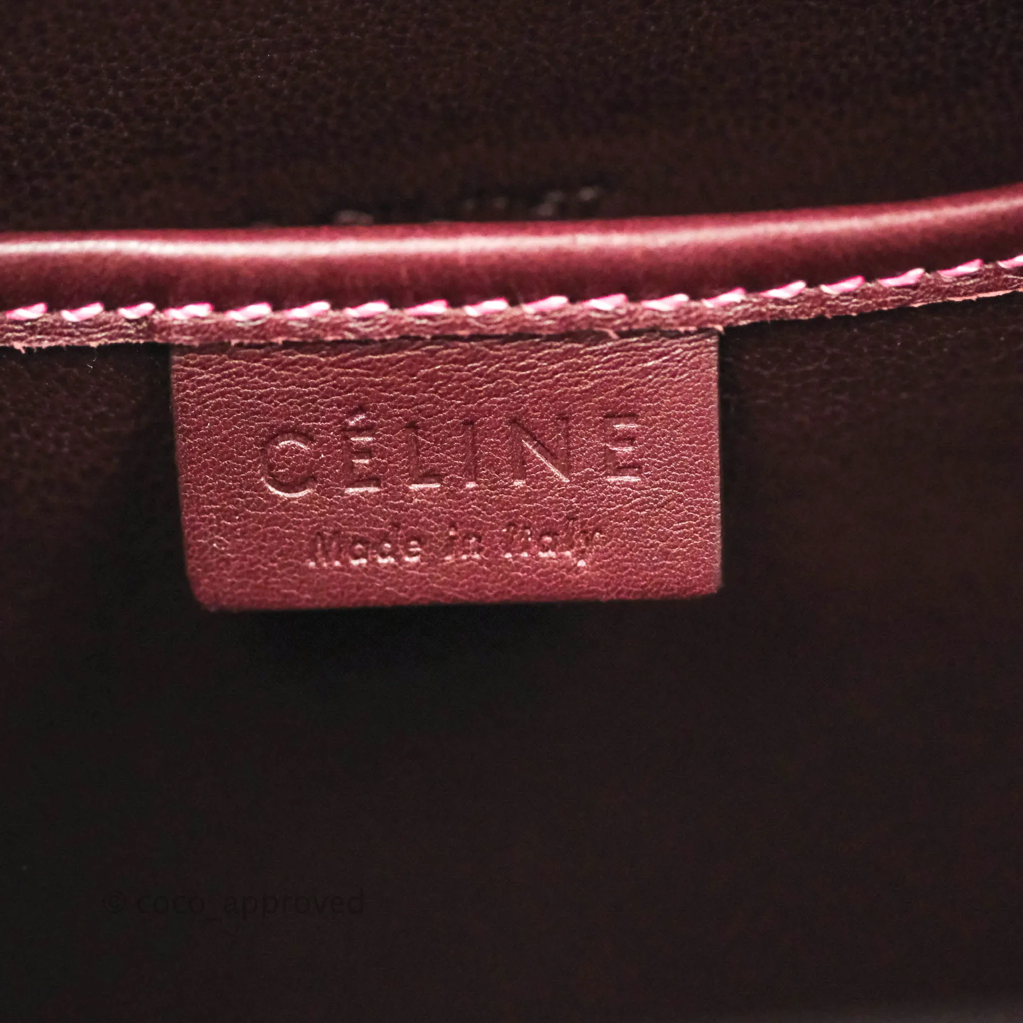 Celine Nano Luggage Bag Burgundy Gold Hardware