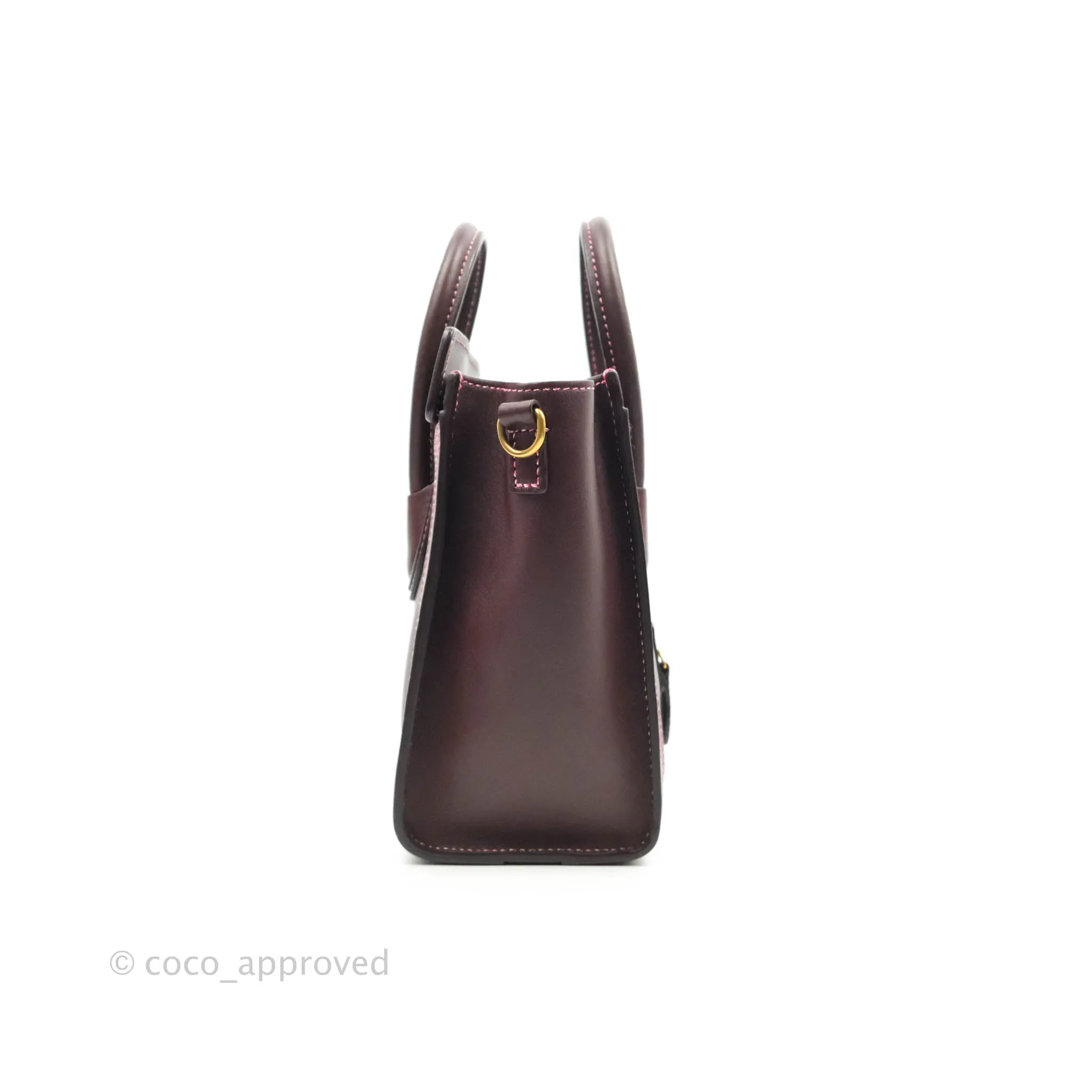 Celine Nano Luggage Bag Burgundy Gold Hardware
