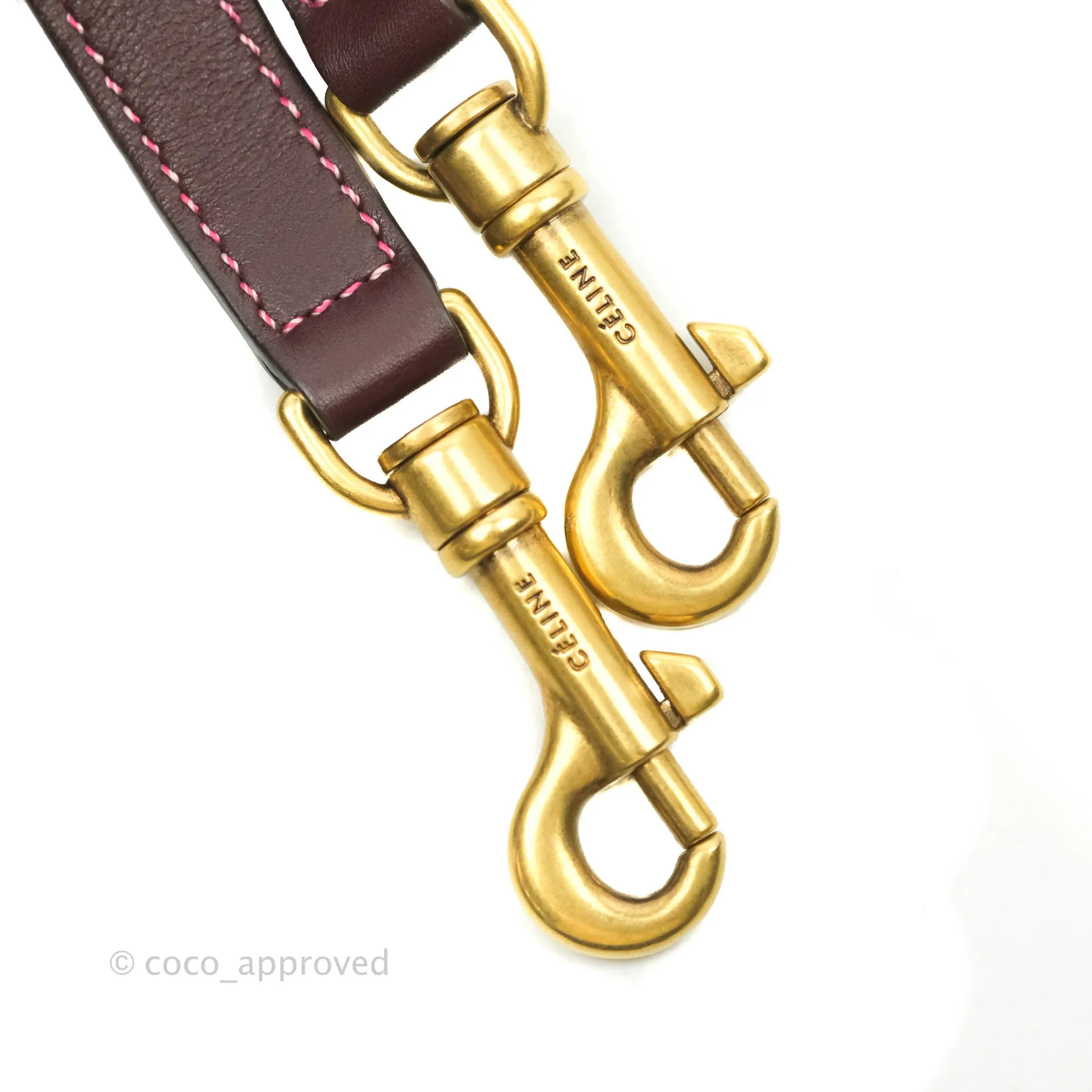 Celine Nano Luggage Bag Burgundy Gold Hardware