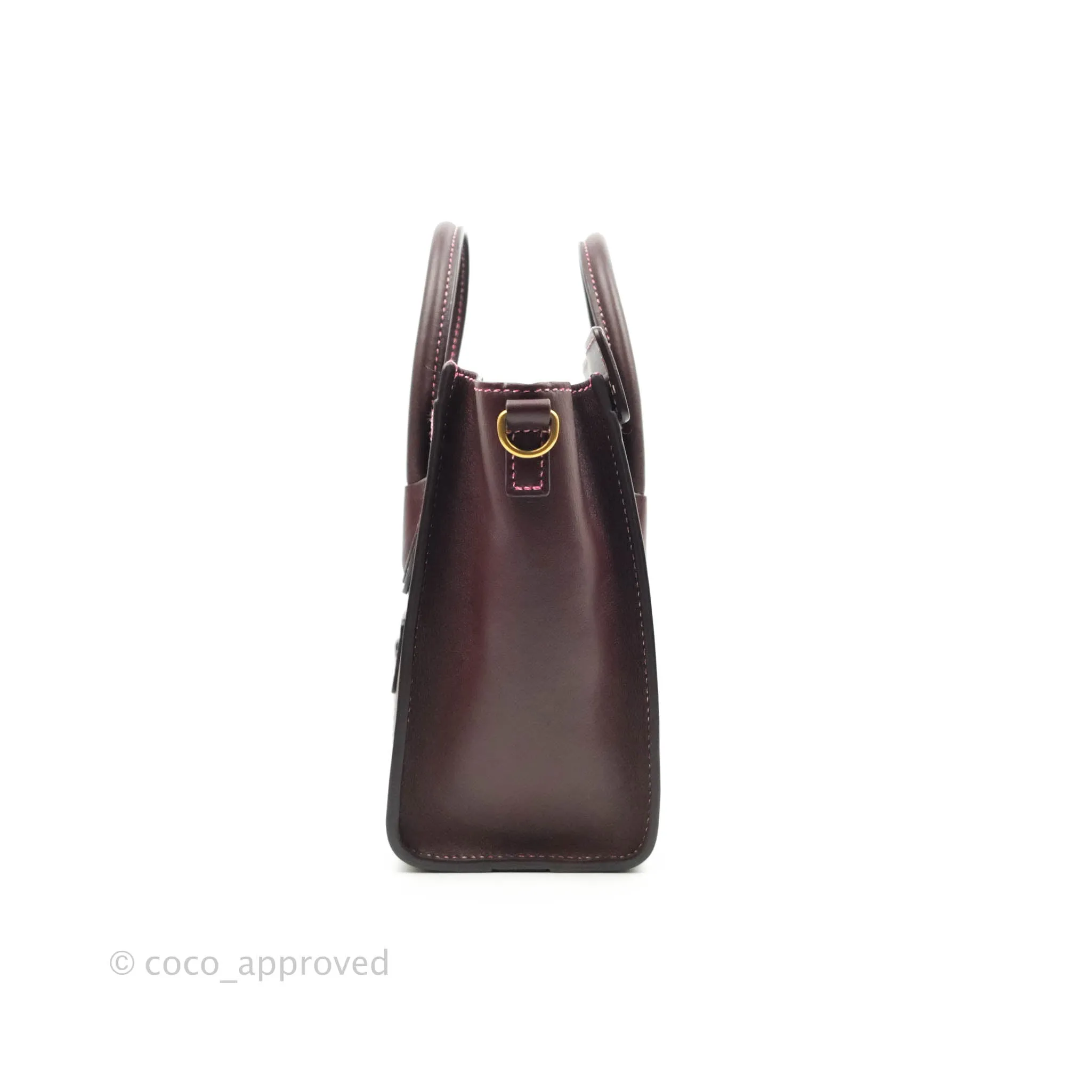 Celine Nano Luggage Bag Burgundy Gold Hardware