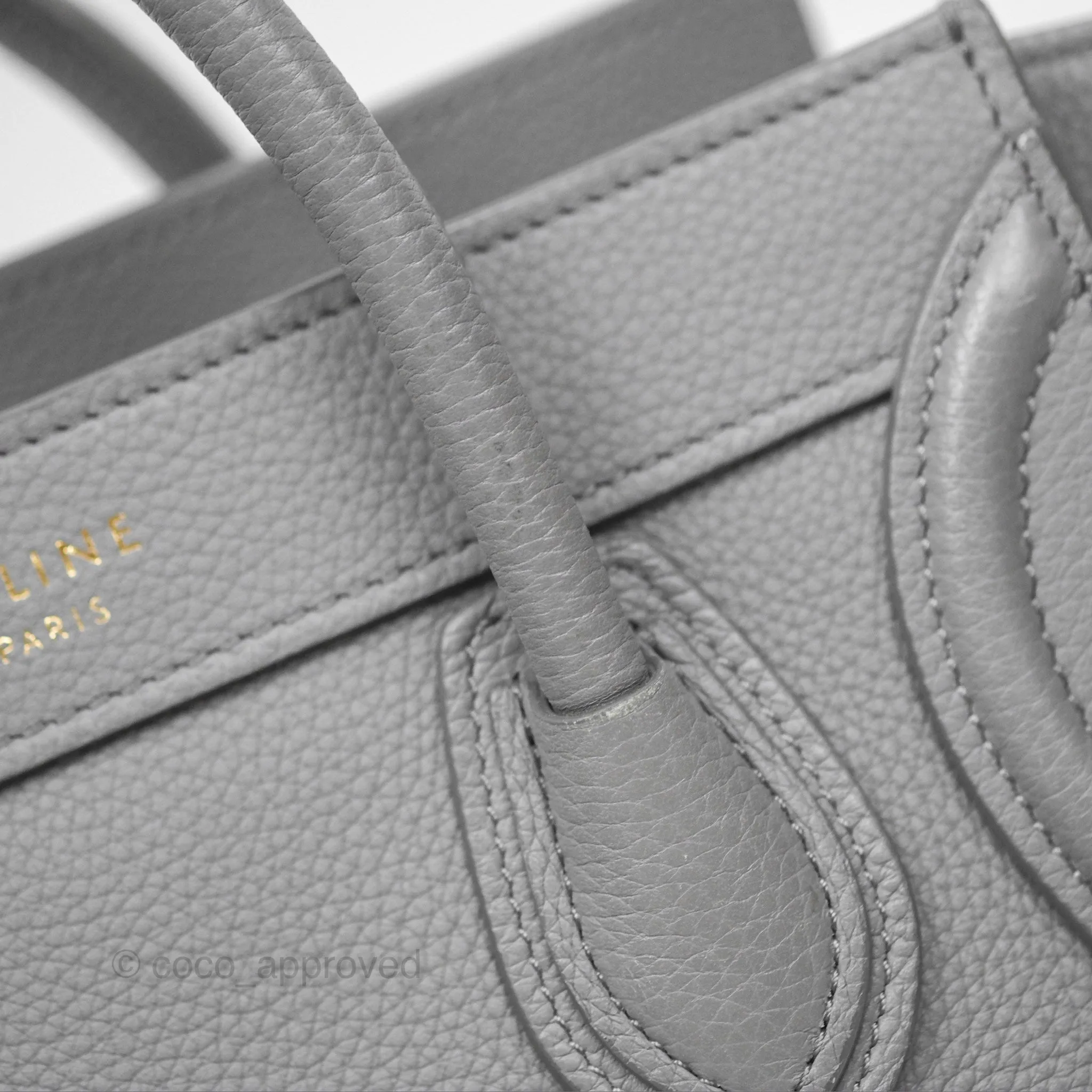 Celine Nano Luggage Bag Grey Drummed Calfskin