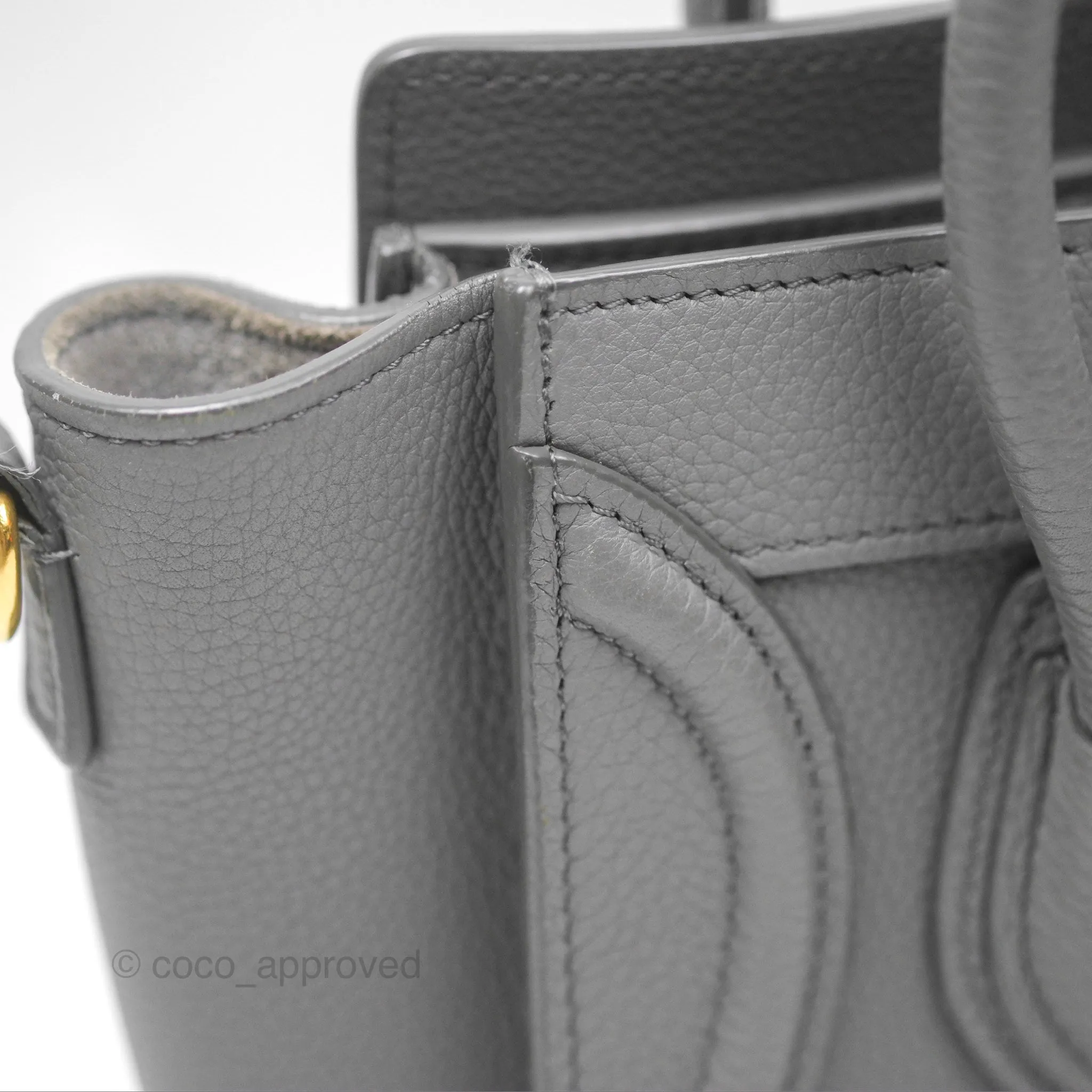 Celine Nano Luggage Bag Grey Drummed Calfskin