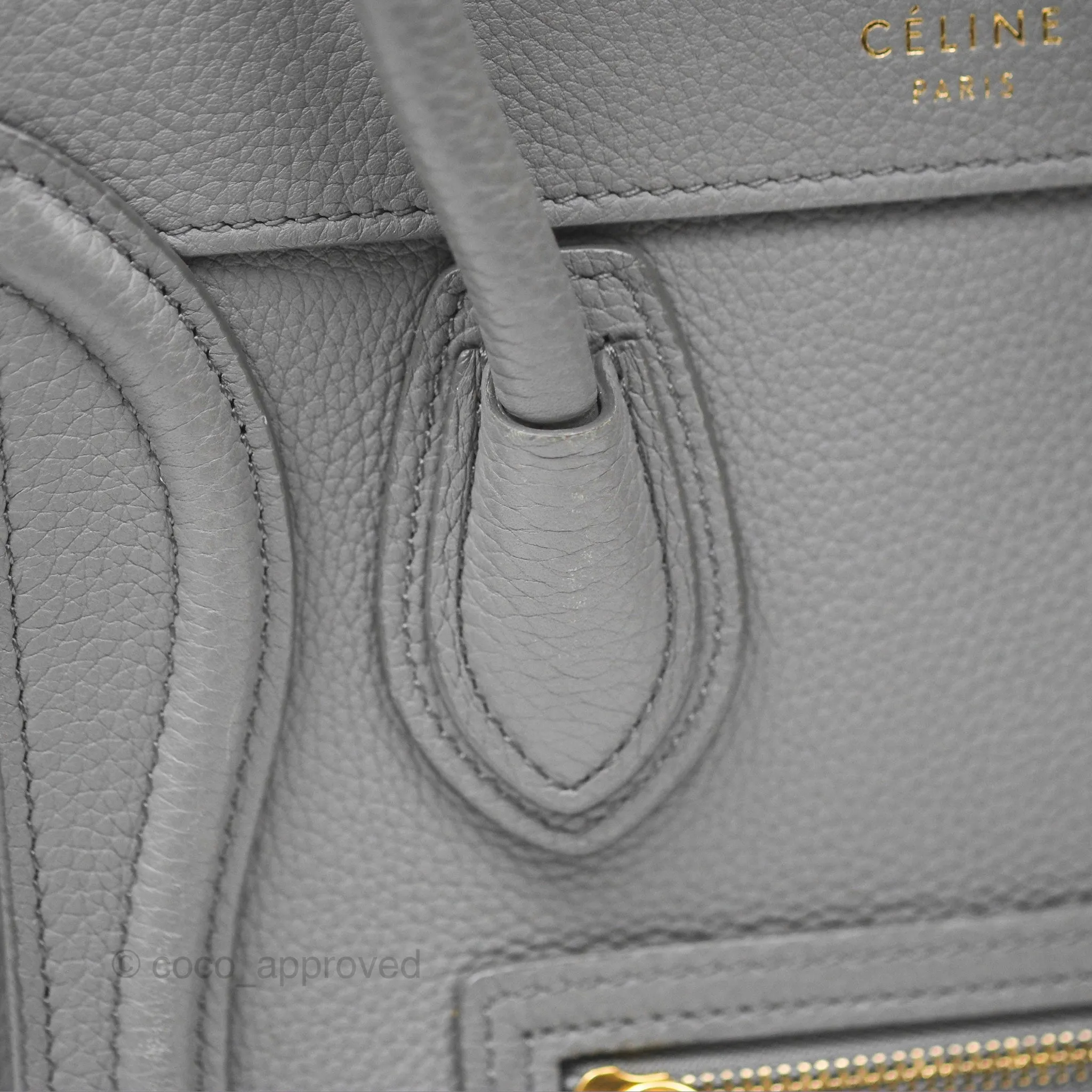 Celine Nano Luggage Bag Grey Drummed Calfskin