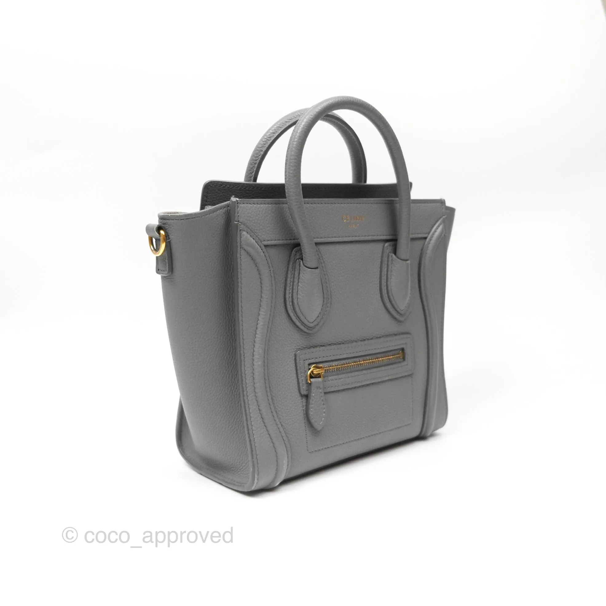Celine Nano Luggage Bag Grey Drummed Calfskin