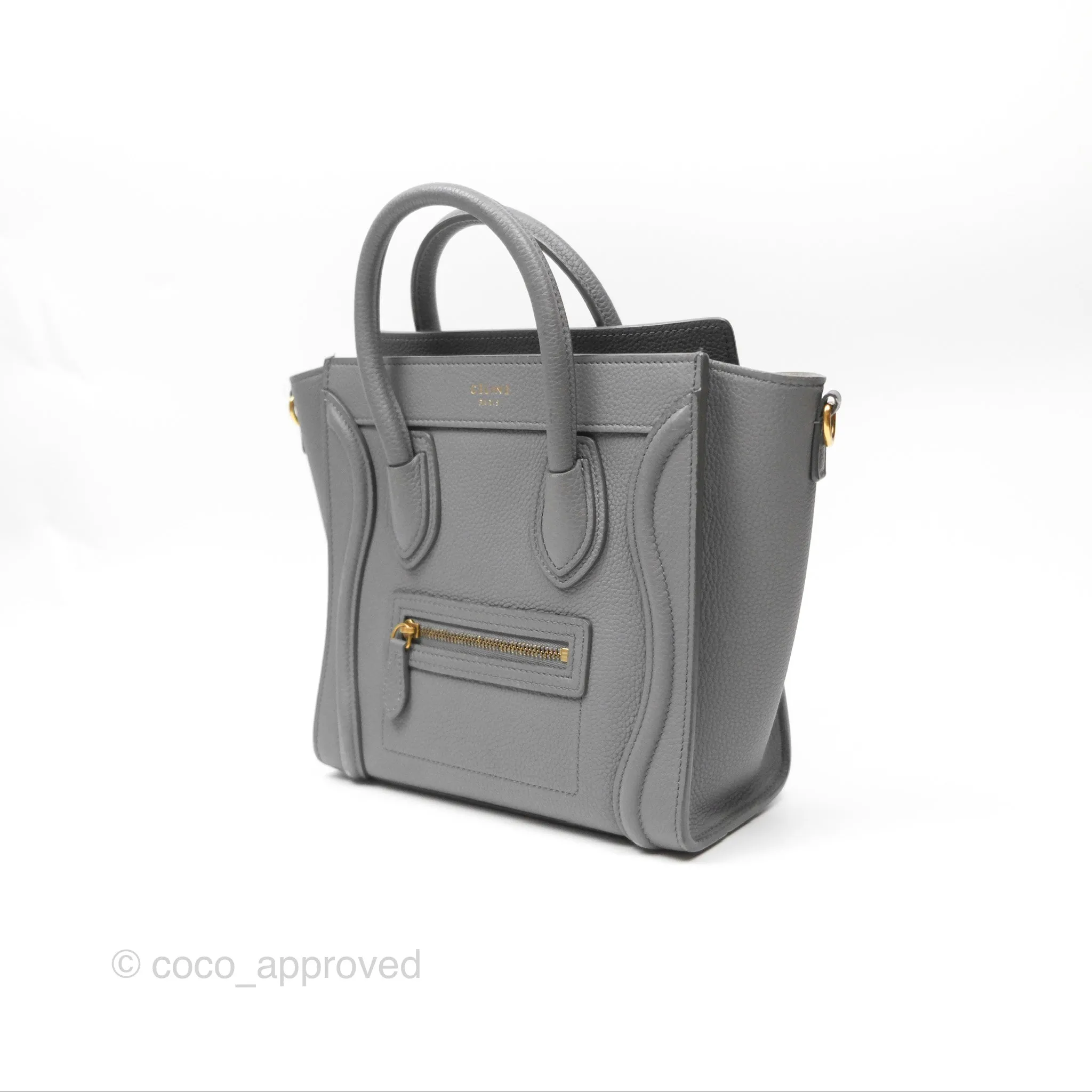 Celine Nano Luggage Bag Grey Drummed Calfskin